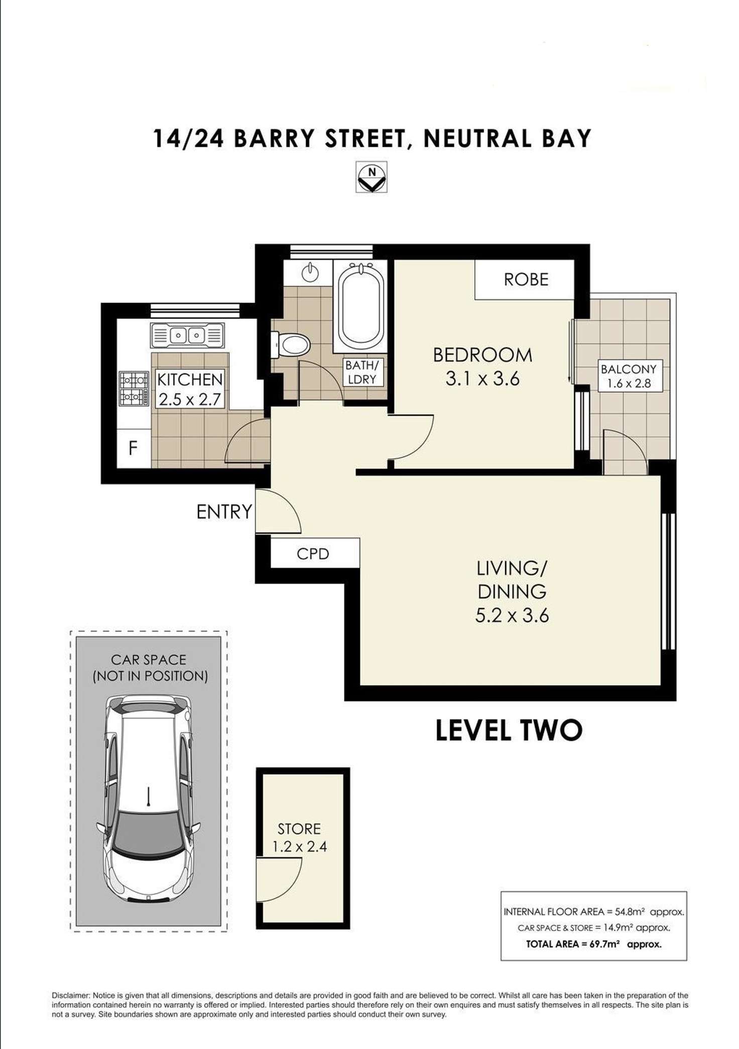 Floorplan of Homely apartment listing, 14/24 Barry Street, Neutral Bay NSW 2089