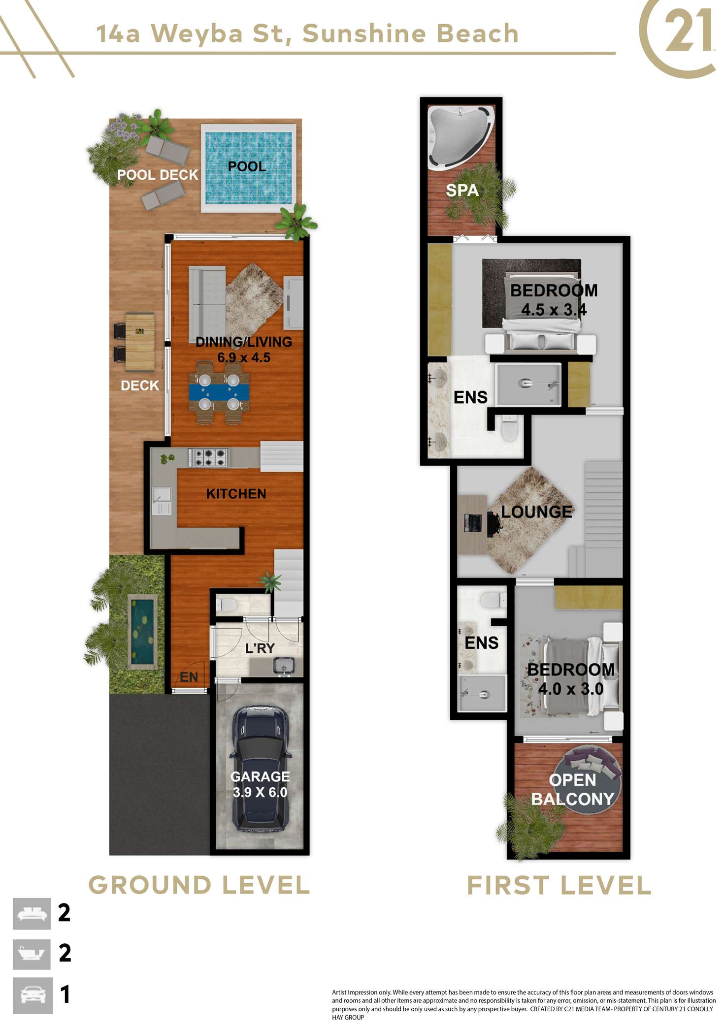 Floorplan of Homely unit listing, 1/14 Weyba Street, Sunshine Beach QLD 4567