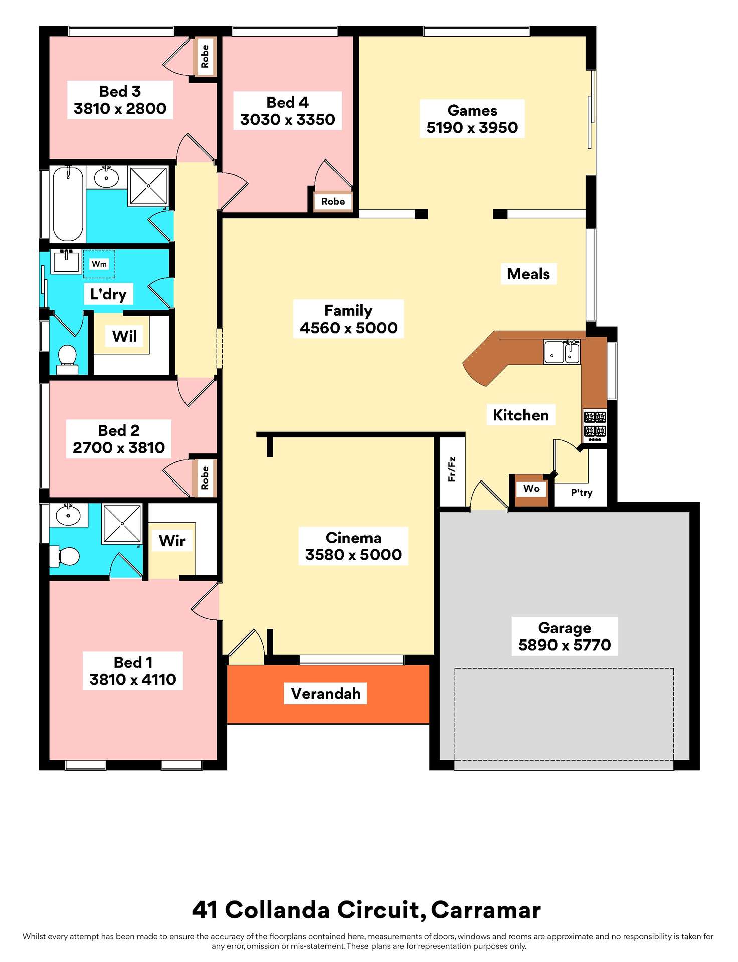 Floorplan of Homely house listing, 41 Collanda Circuit, Carramar WA 6031