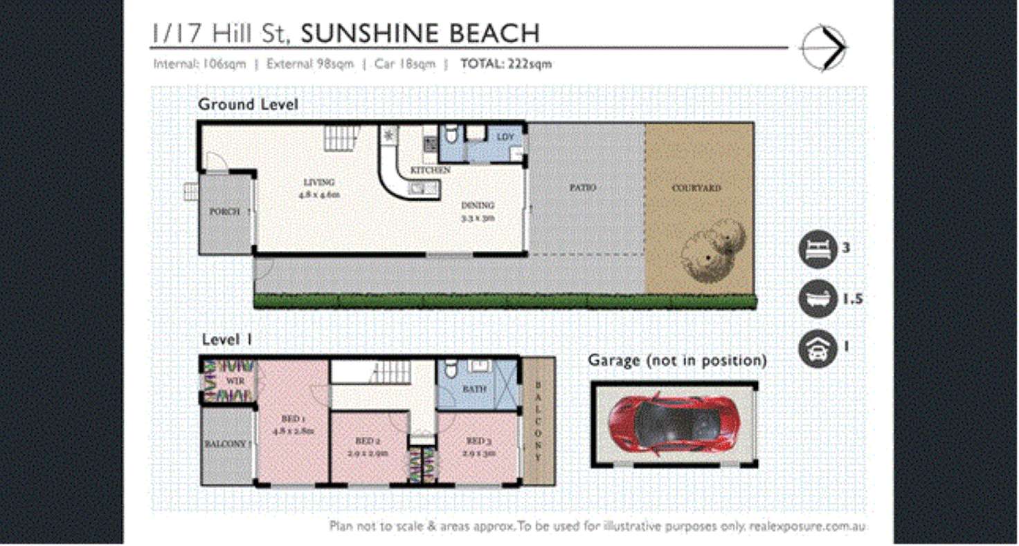 Floorplan of Homely townhouse listing, 1/17 Hill Street, Sunshine Beach QLD 4567