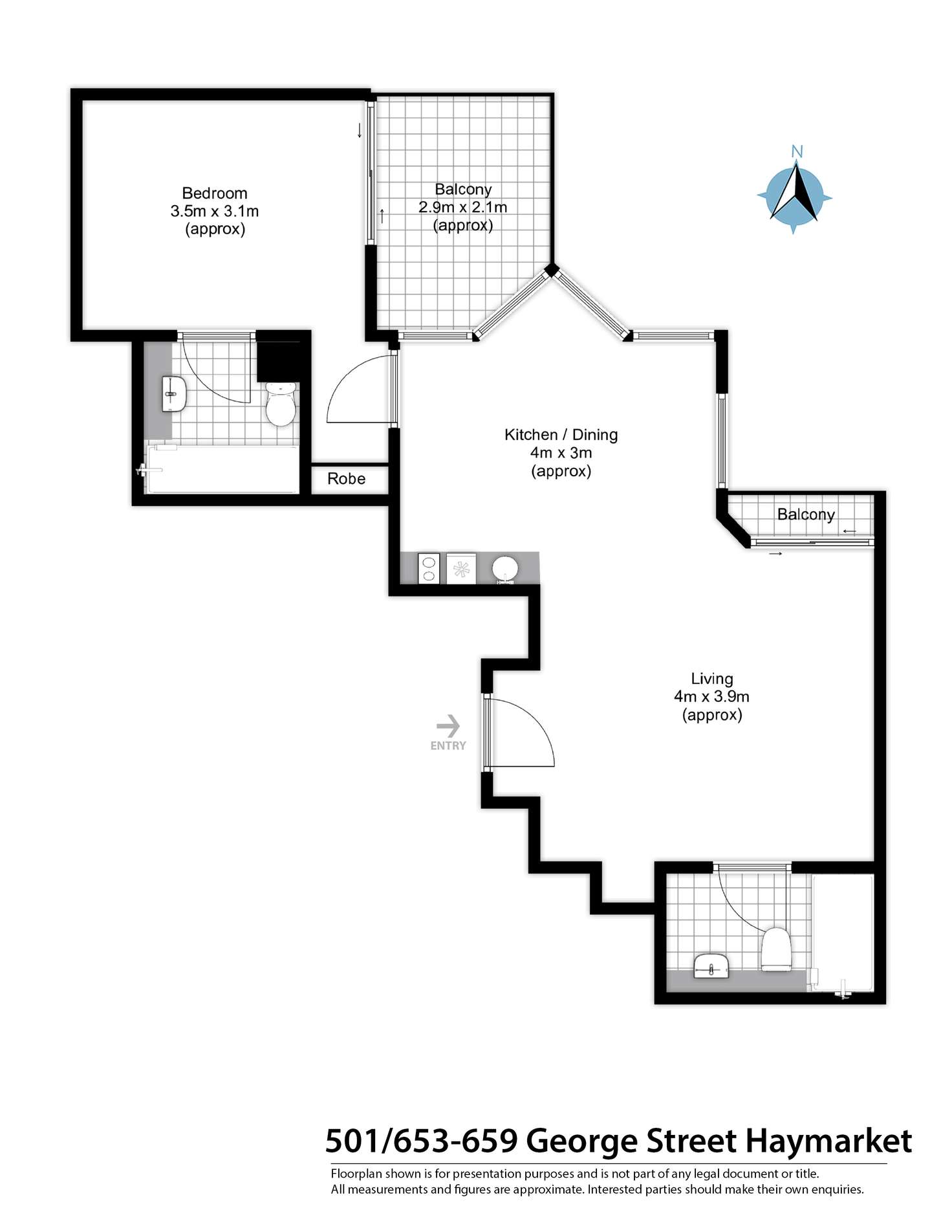 Floorplan of Homely apartment listing, 501/653-659 George Street, Haymarket NSW 2000