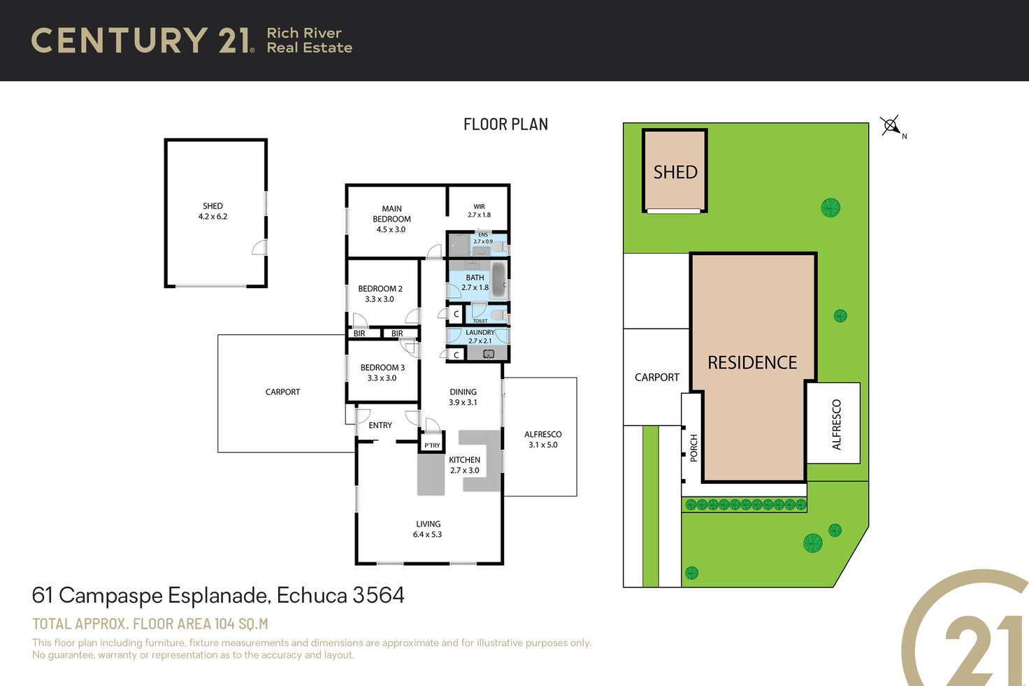 Floorplan of Homely house listing, 61 Campaspe Esplanade, Echuca VIC 3564