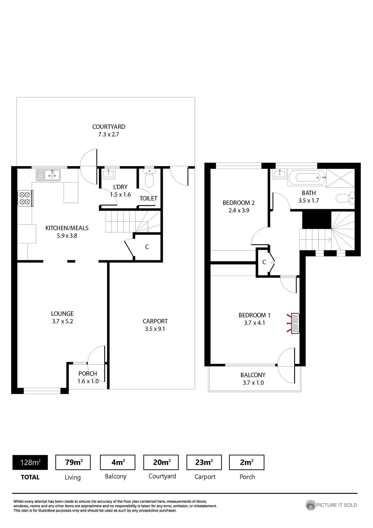 Floorplan of Homely townhouse listing, 2/15 Hendrie Street, Morphettville SA 5043