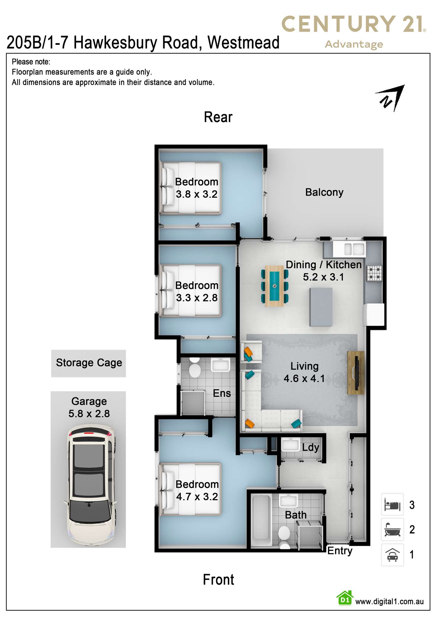 Floorplan of Homely apartment listing, 205B/1-7 Hawkesbury Road, Westmead NSW 2145