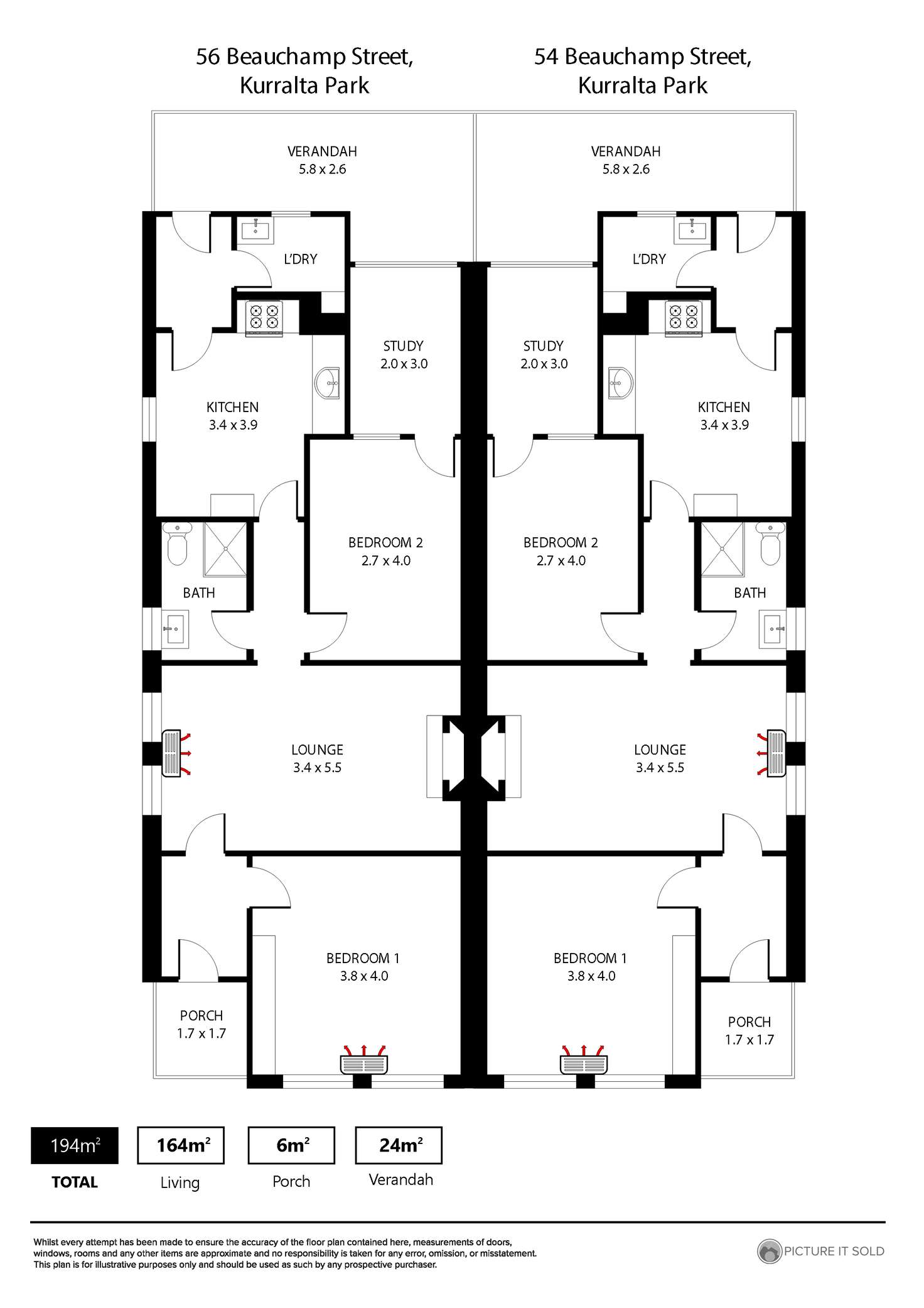 Floorplan of Homely house listing, 54-56 Beauchamp Street, Kurralta Park SA 5037