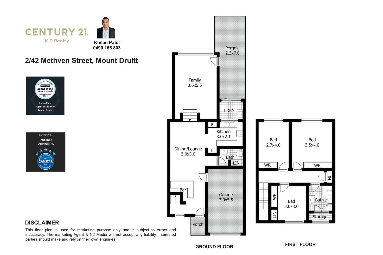 Floorplan of Homely townhouse listing, 2/42 Methven Street, Mount Druitt NSW 2770