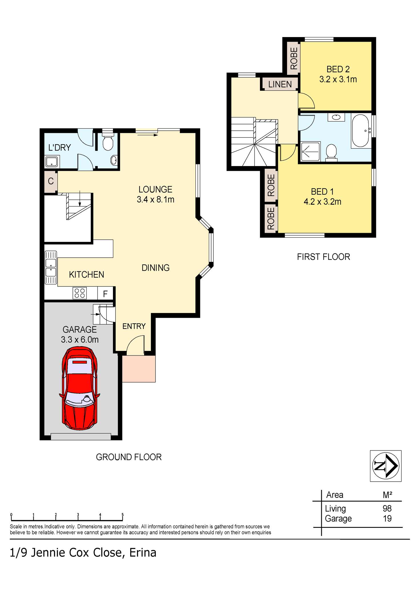 Floorplan of Homely townhouse listing, 1/9 Jennie Cox Close, Erina NSW 2250