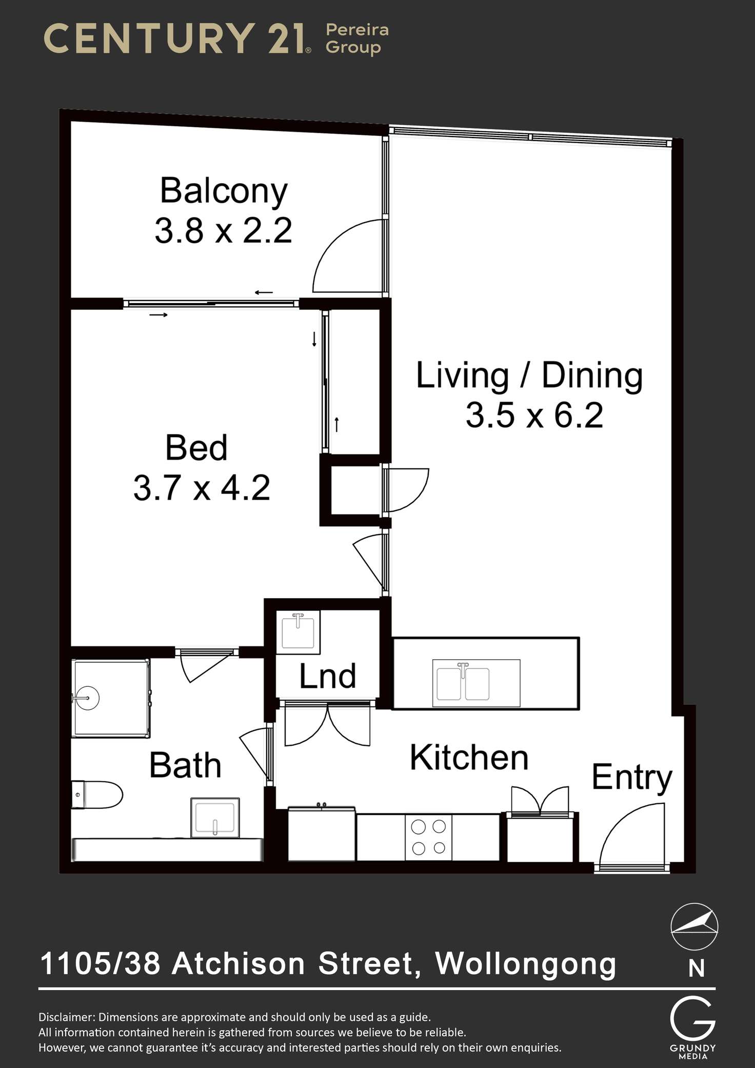 Floorplan of Homely unit listing, Unit 1105/38 Atchison Street, Wollongong NSW 2500