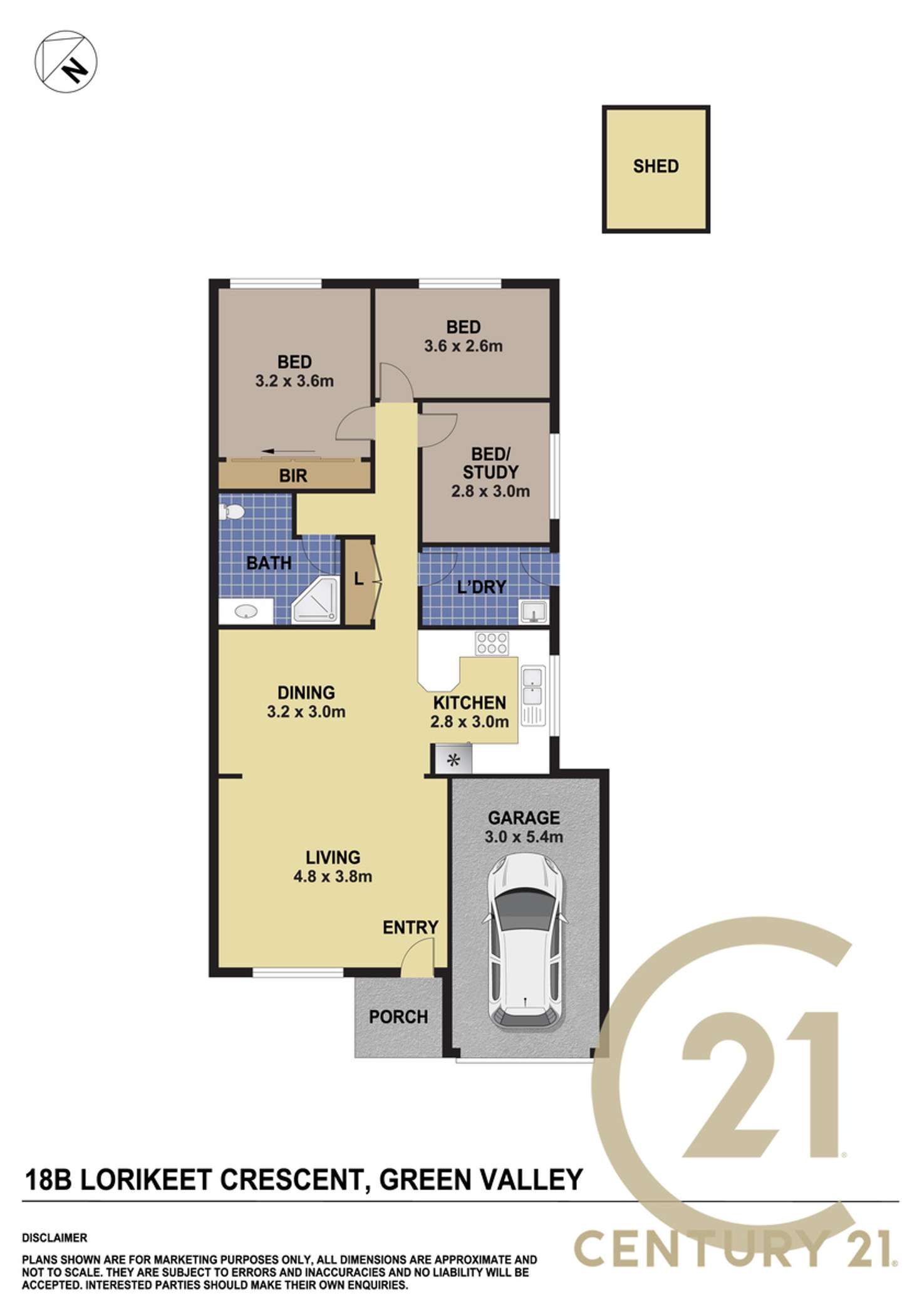 Floorplan of Homely semiDetached listing, 18B Lorikeet Crescent, Green Valley NSW 2168