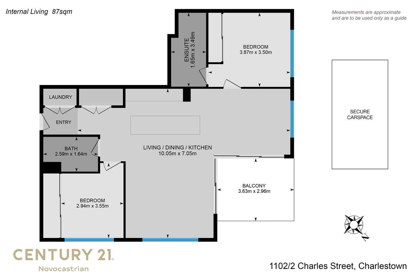 Floorplan of Homely apartment listing, 1102/2 Charles Street, Charlestown NSW 2290