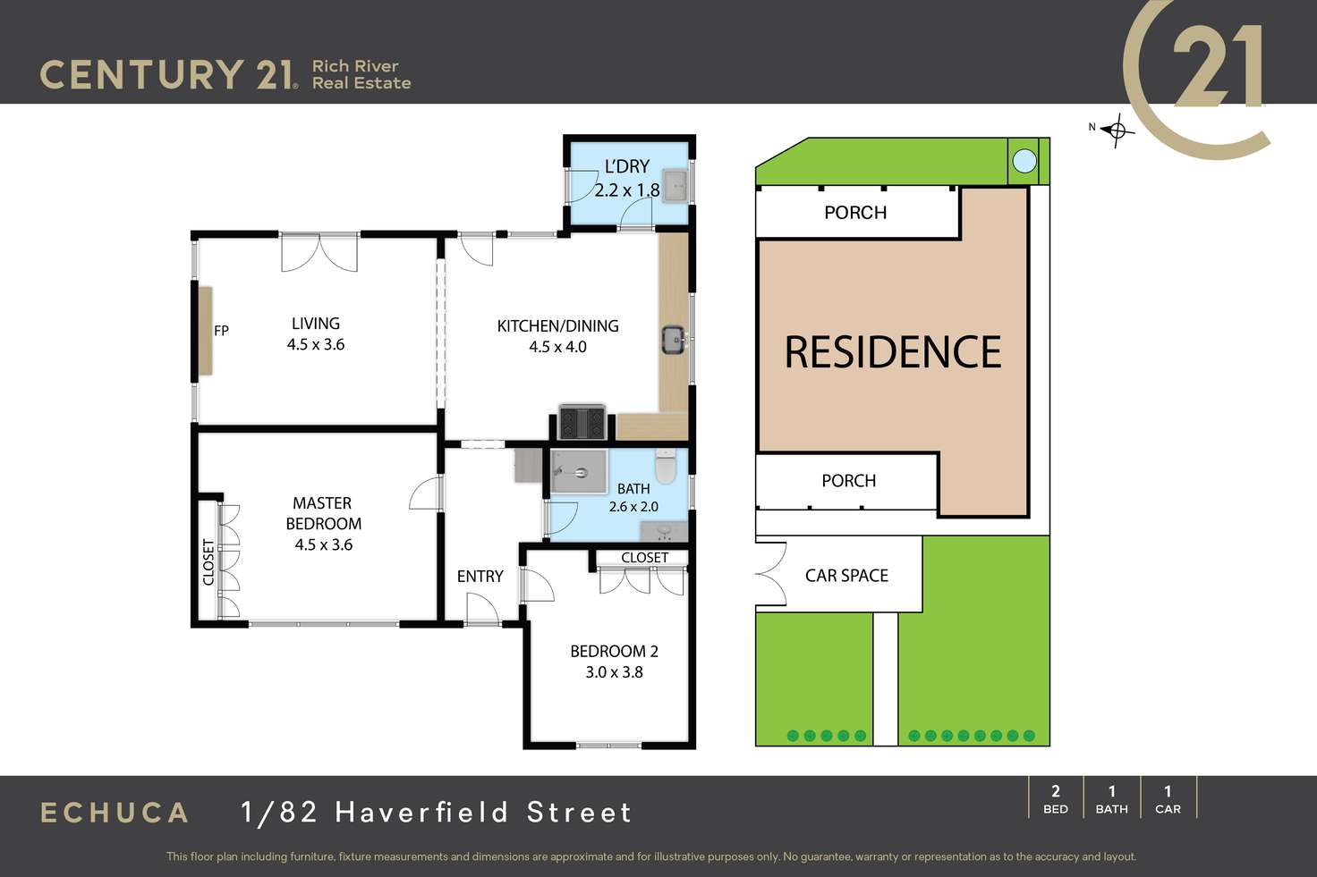 Floorplan of Homely unit listing, 1/82 Haverfield Street, Echuca VIC 3564