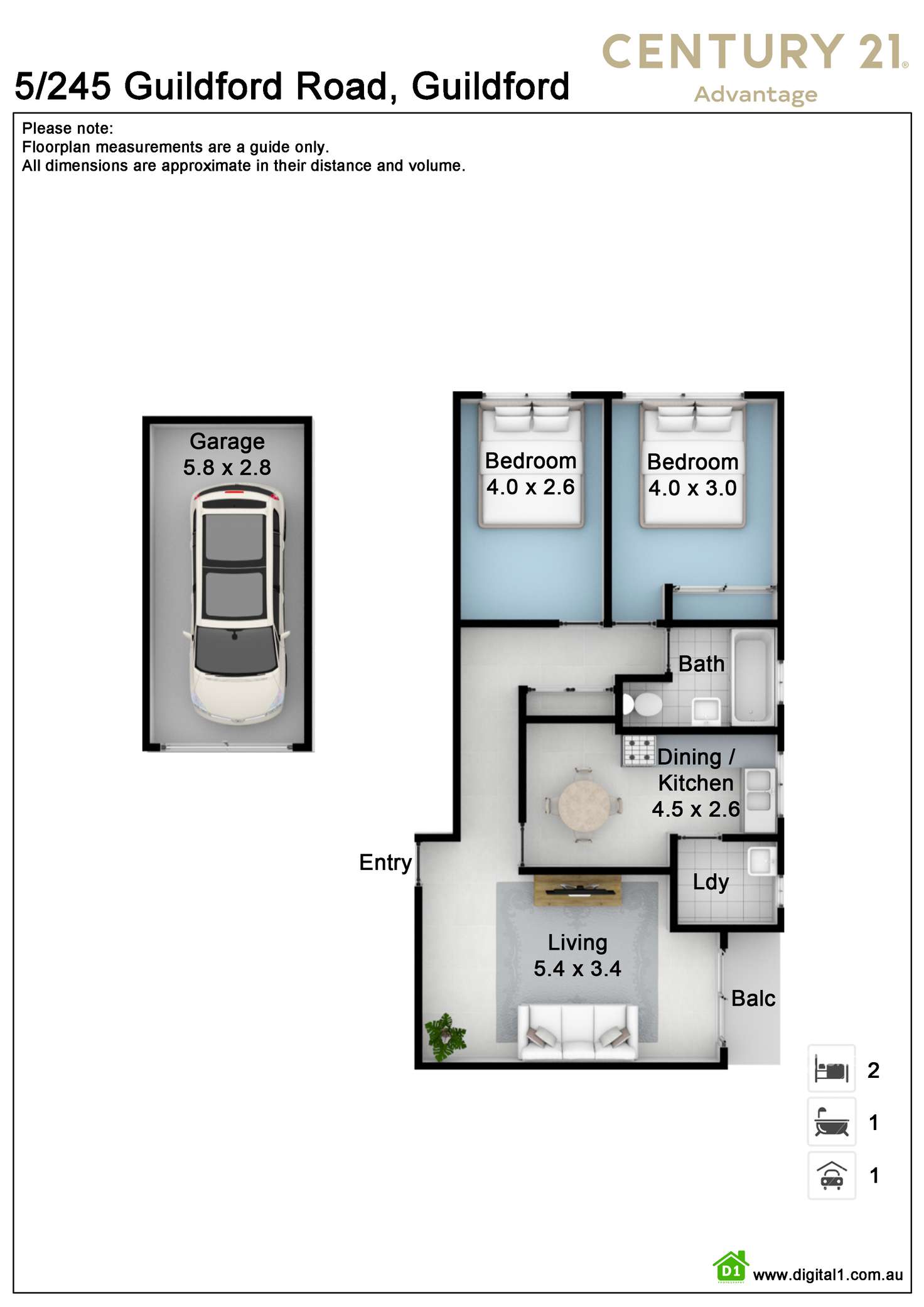 Floorplan of Homely unit listing, 5/425 Guildford Road, Guildford NSW 2161