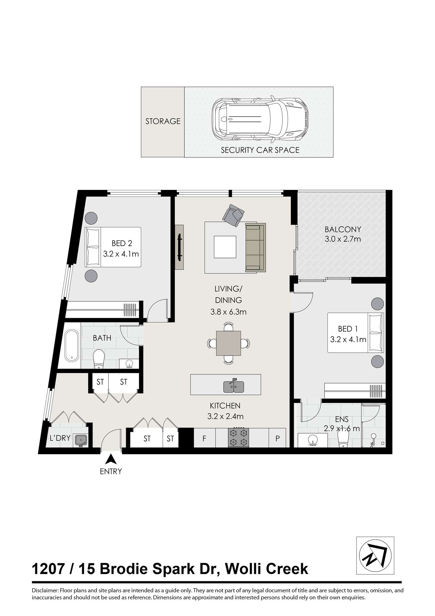 Floorplan of Homely apartment listing, 1207/15 Brodie Spark Drive, Wolli Creek NSW 2205