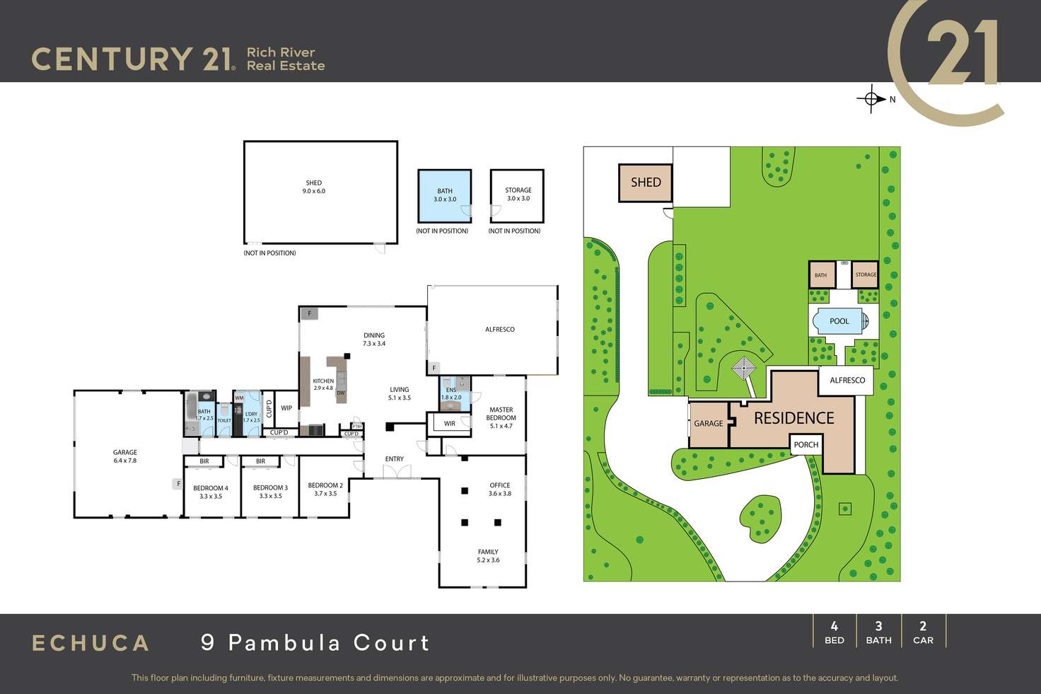 Floorplan of Homely house listing, 9 Pambula Court, Echuca VIC 3564