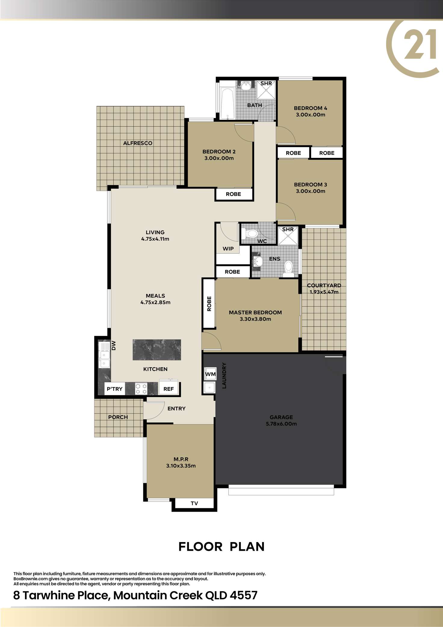 Floorplan of Homely house listing, 8 Tarwhine Place, Mountain Creek QLD 4557