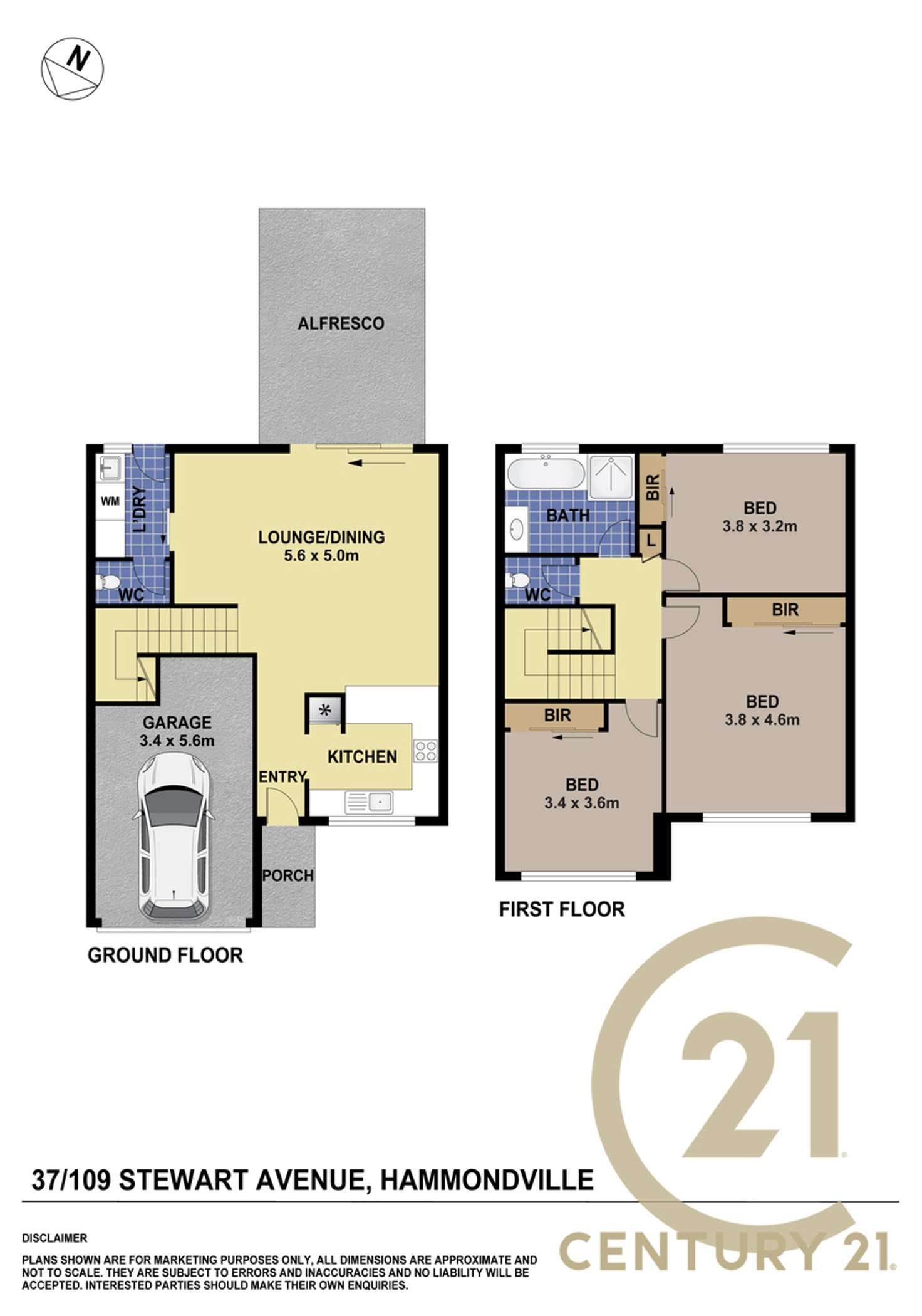 Floorplan of Homely townhouse listing, 37/109 Stewart Avenue, Hammondville NSW 2170