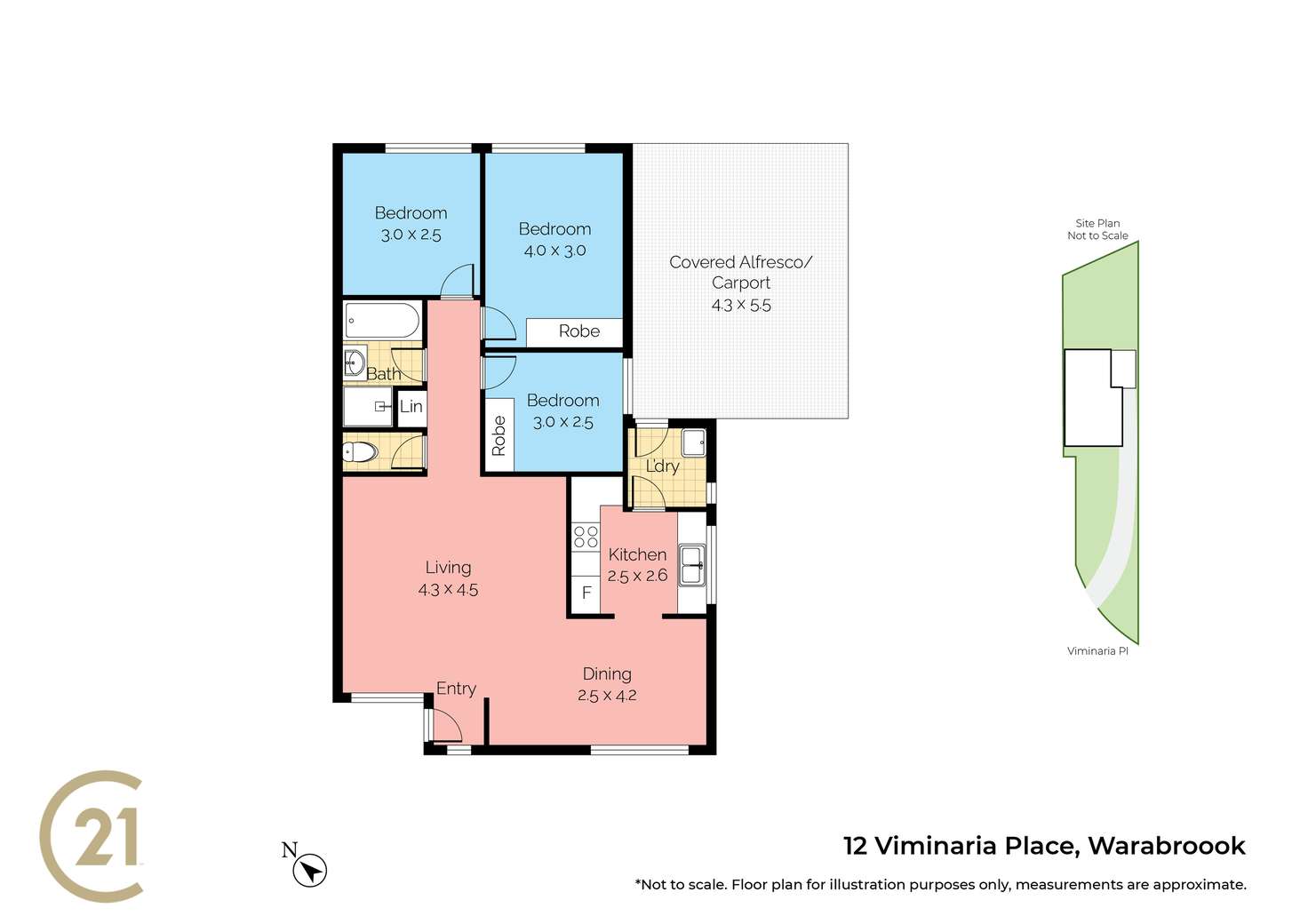 Floorplan of Homely unit listing, 12 Viminaria Place, Warabrook NSW 2304