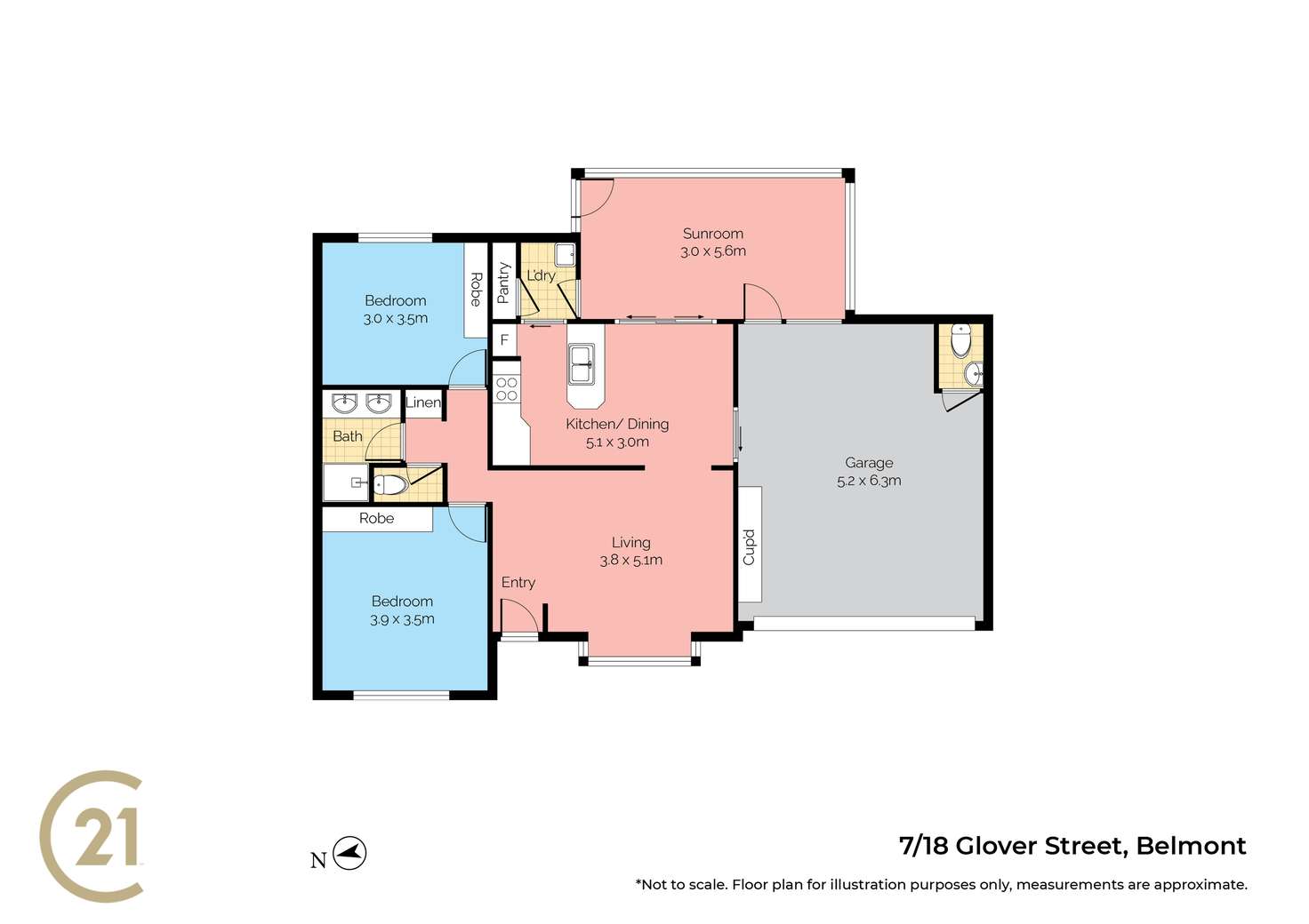 Floorplan of Homely unit listing, 7/18-20 Glover Street, Belmont NSW 2280