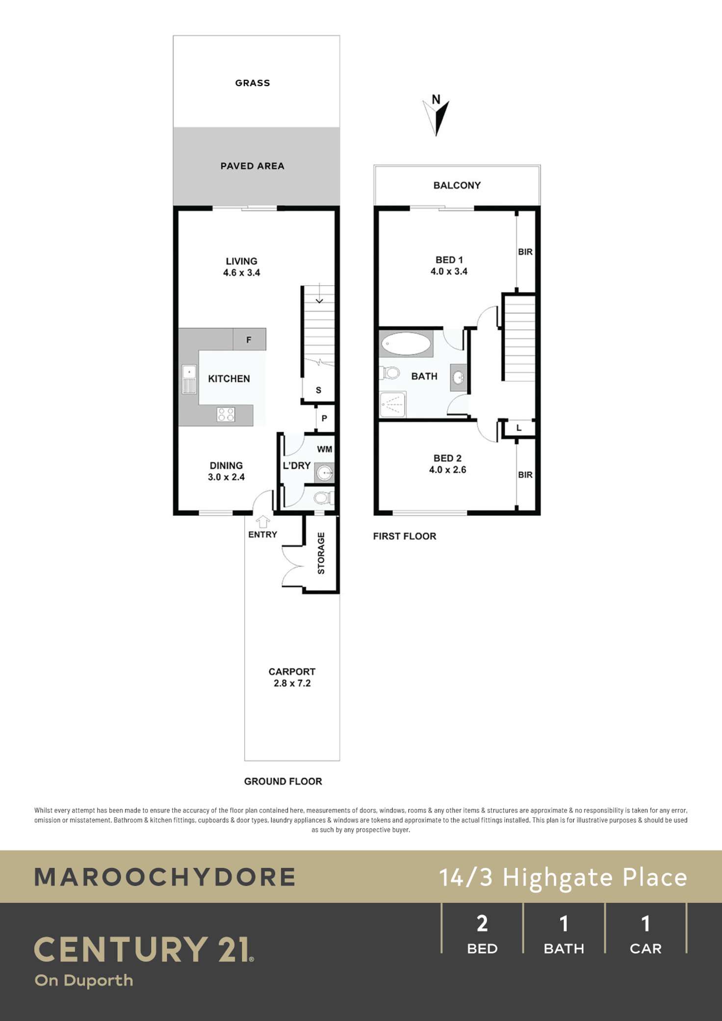 Floorplan of Homely townhouse listing, 14/3 Highgate Place, Maroochydore QLD 4558