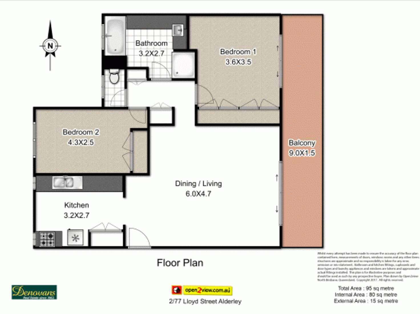 Floorplan of Homely apartment listing, 2/77 Lloyd Street, Alderley QLD 4051