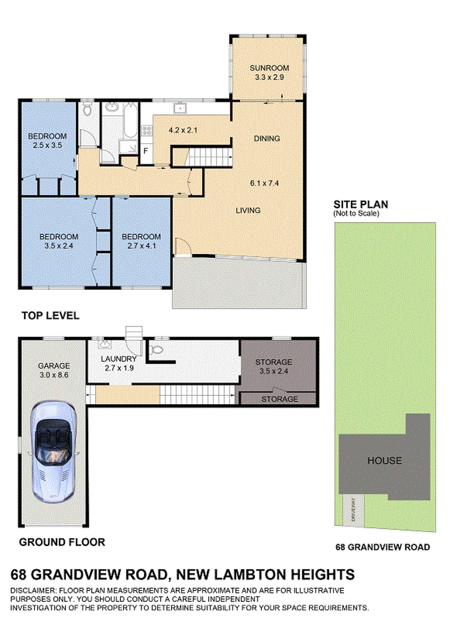 Floorplan of Homely house listing, 68 Grandview Road, New Lambton Heights NSW 2305