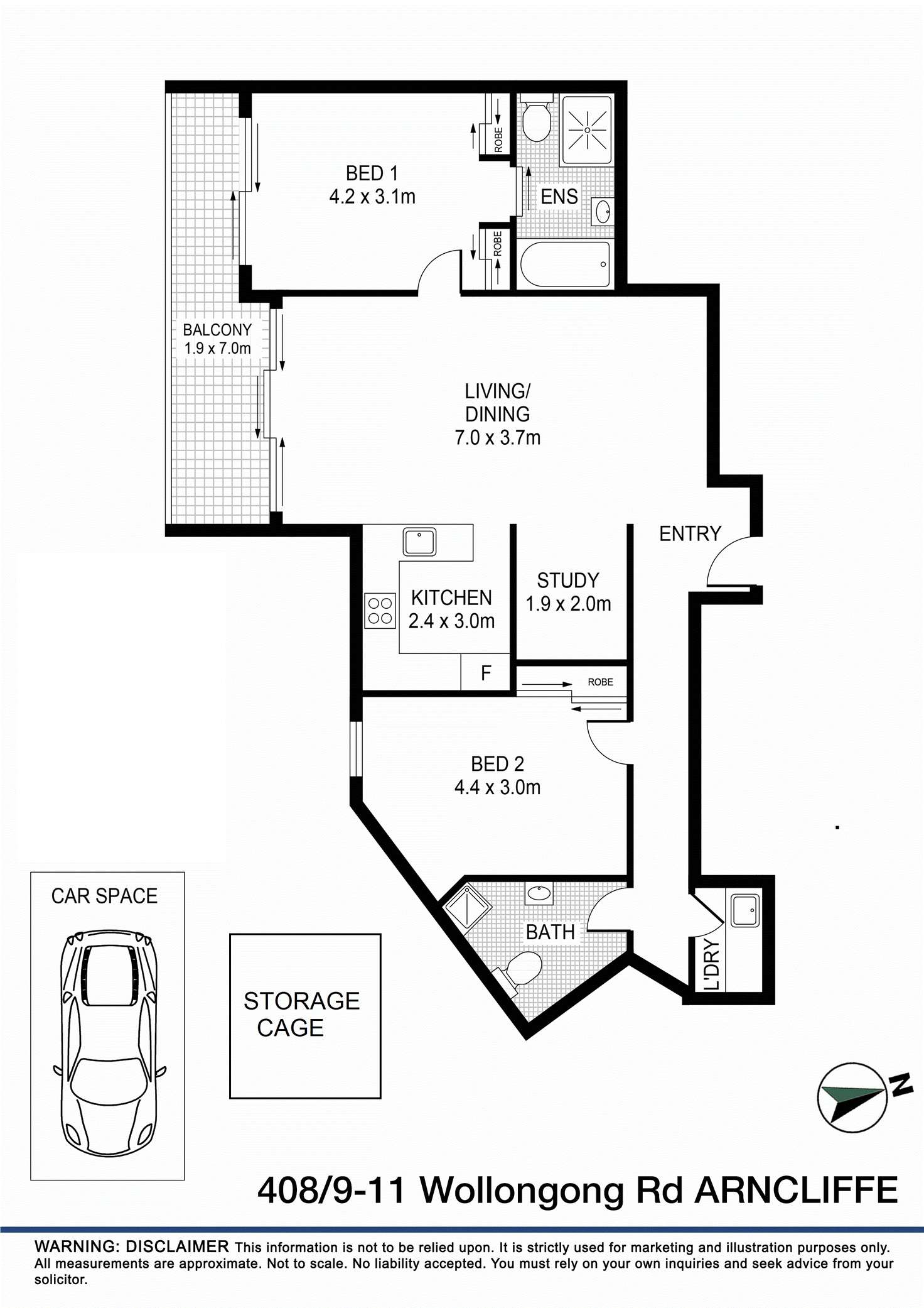 Floorplan of Homely apartment listing, 408/9-11 Wollongong Road, Arncliffe NSW 2205