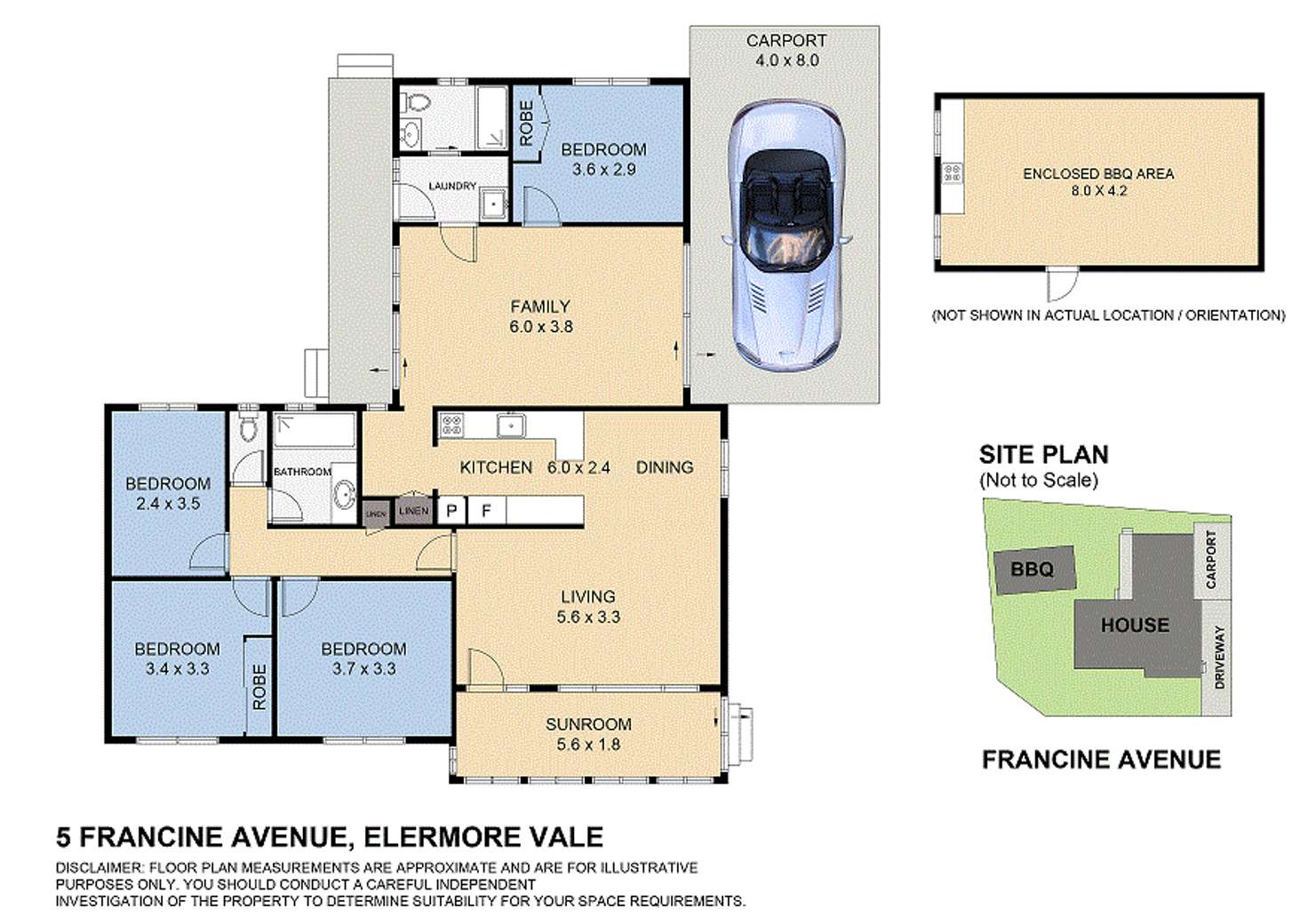 Floorplan of Homely house listing, 5 Francine Avenue, Elermore Vale NSW 2287