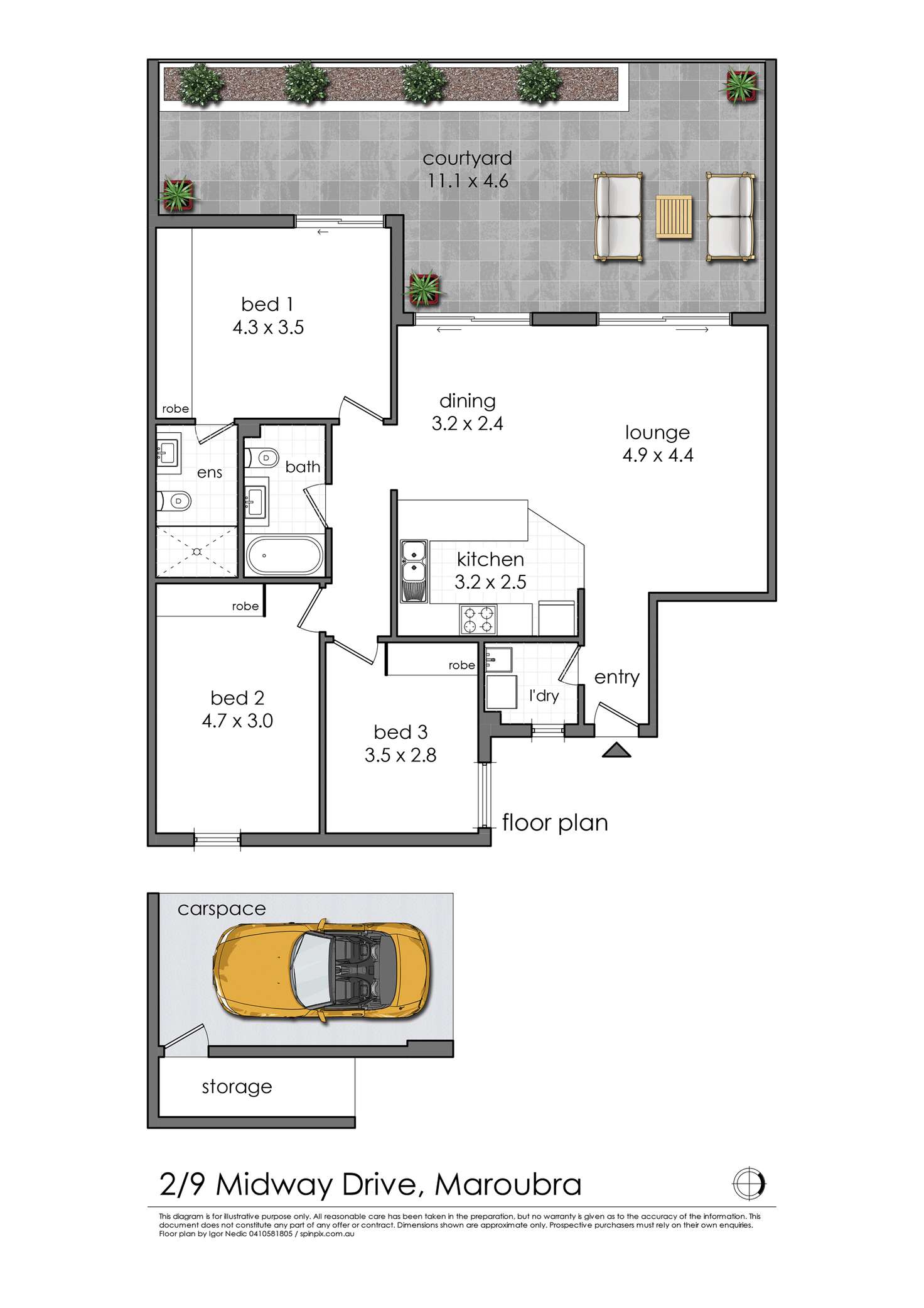 Floorplan of Homely apartment listing, 2/9 Midway Drive, Maroubra NSW 2035