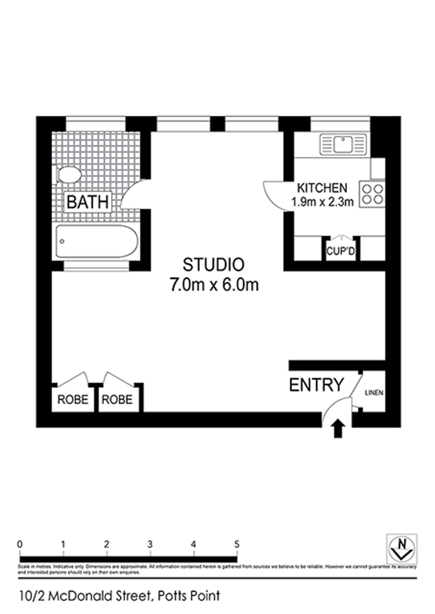 Floorplan of Homely studio listing, 10/2 McDonald Street, Potts Point NSW 2011