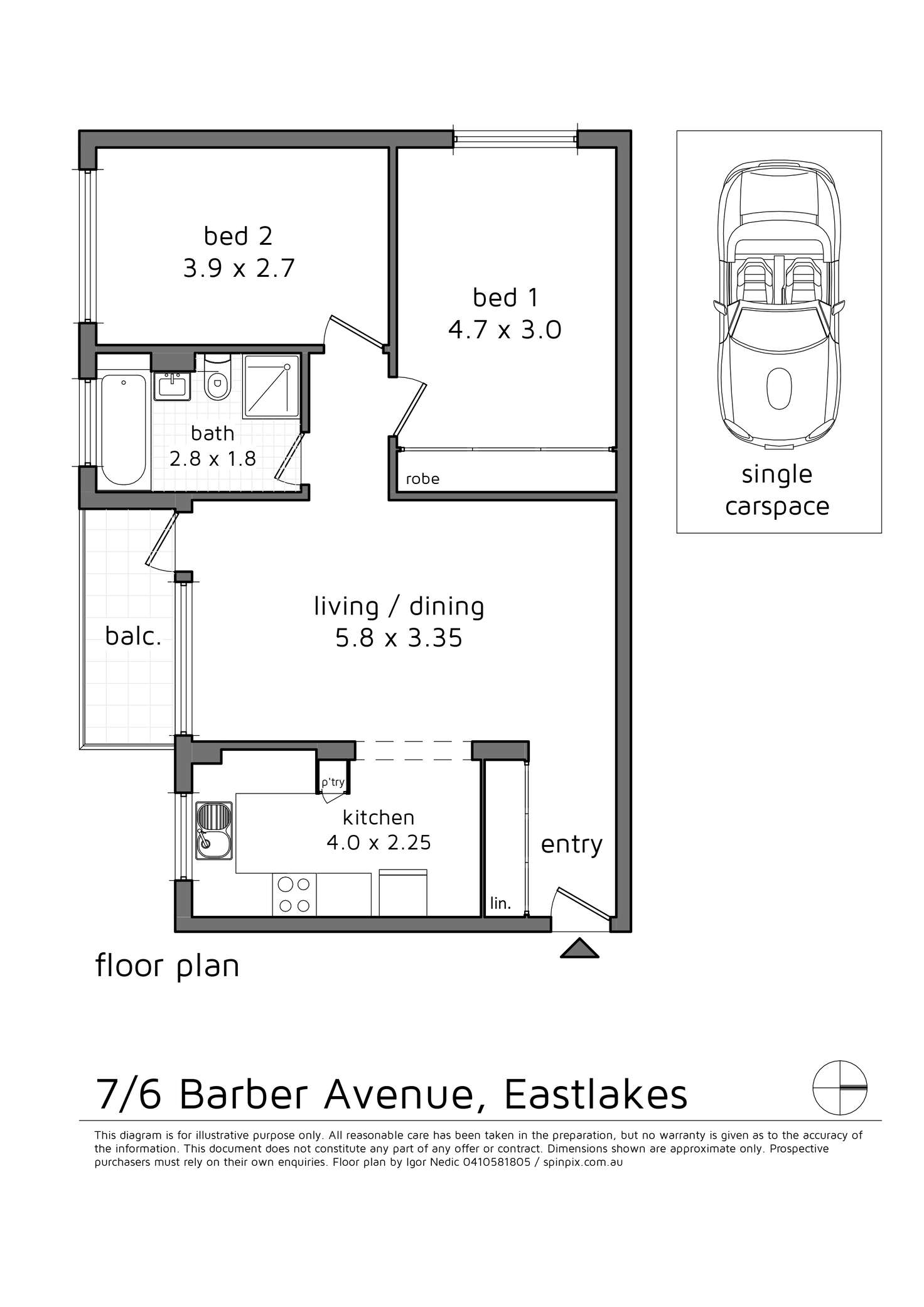 Floorplan of Homely apartment listing, 7/6 Barber Avenue, Eastlakes NSW 2018