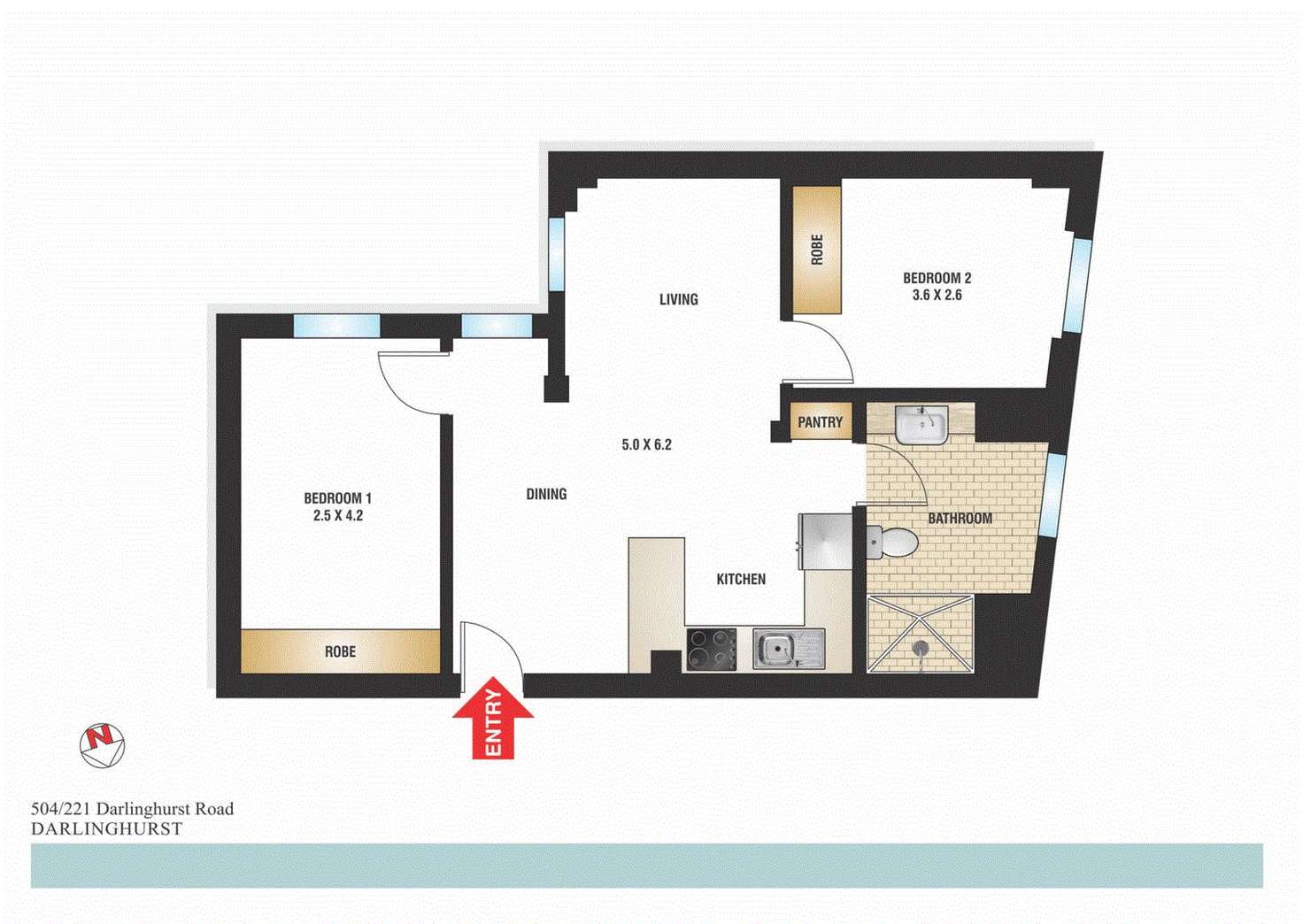 Floorplan of Homely apartment listing, 504/221 Darlinghurst Road, Darlinghurst NSW 2010