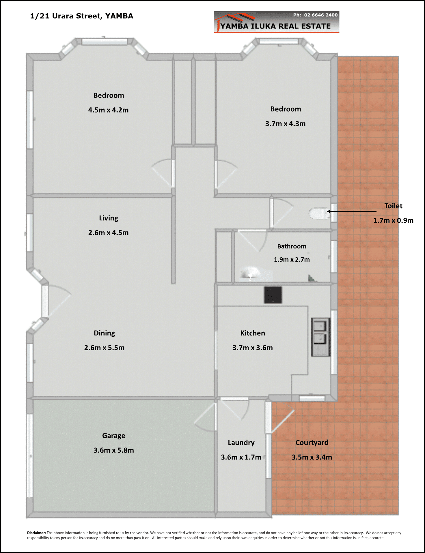 Floorplan of Homely semiDetached listing, 1/21 Urara Street, Yamba NSW 2464