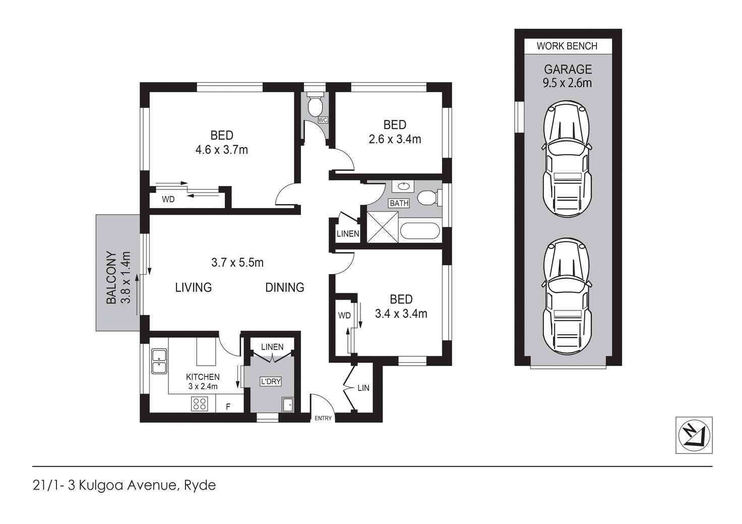 Floorplan of Homely unit listing, 21/1-3 Kulgoa Avenue, Ryde NSW 2112