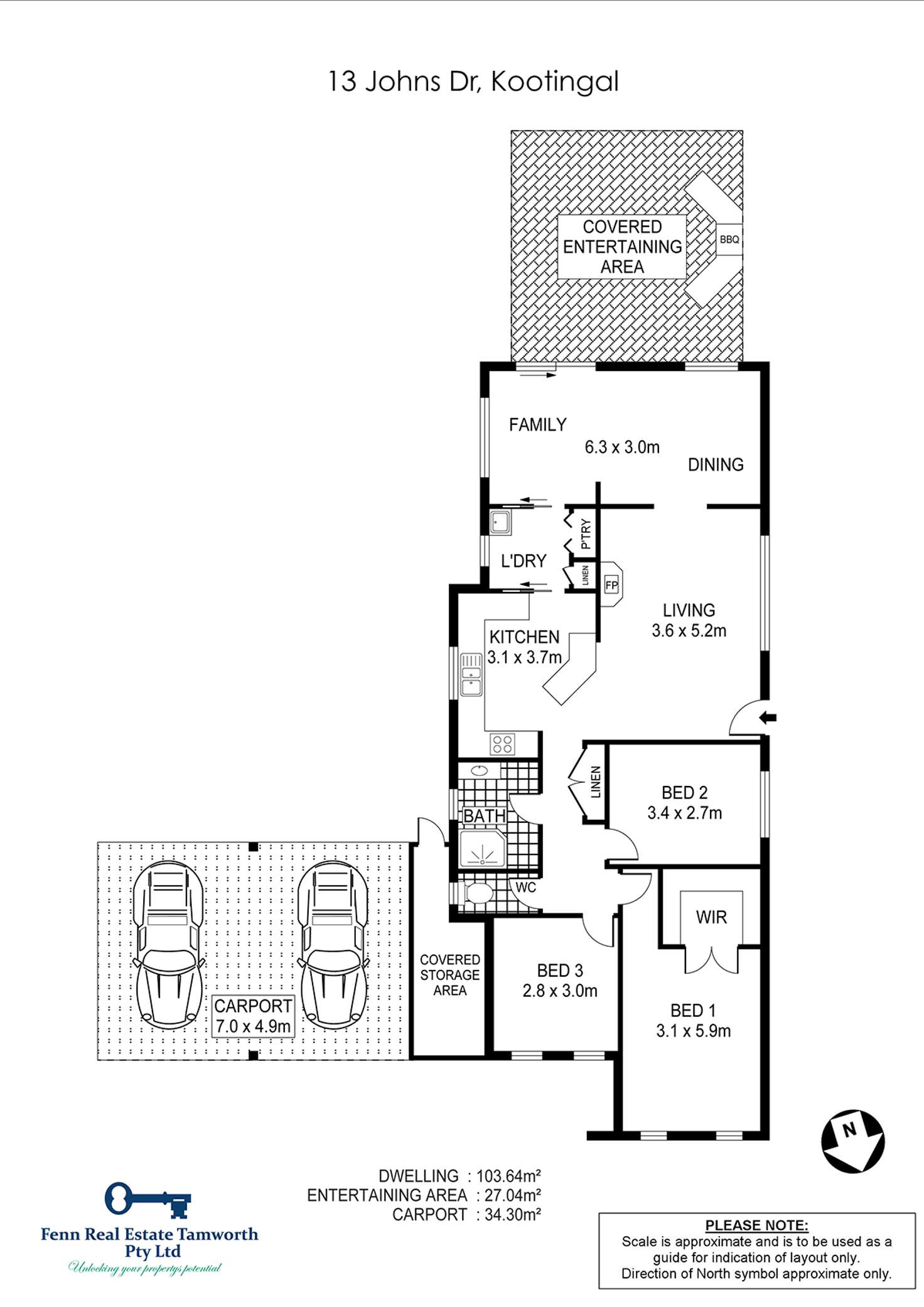 Floorplan of Homely house listing, 13 Johns Drive, Kootingal NSW 2352