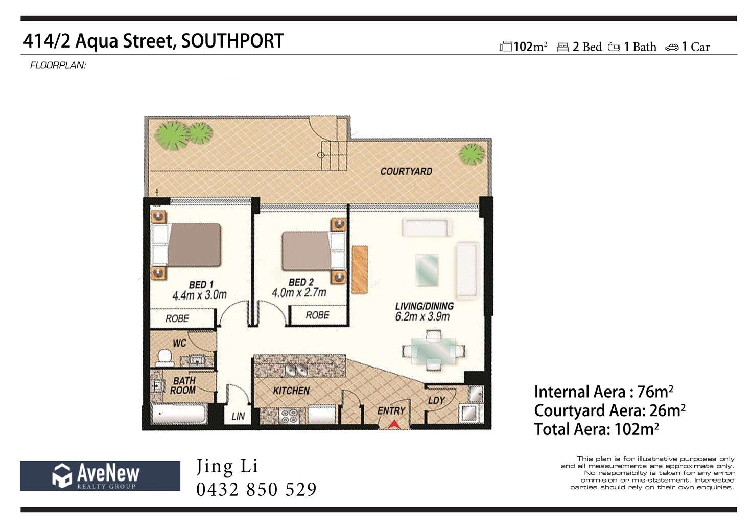 Floorplan of Homely apartment listing, 414/2 Aqua Street, Southport QLD 4215