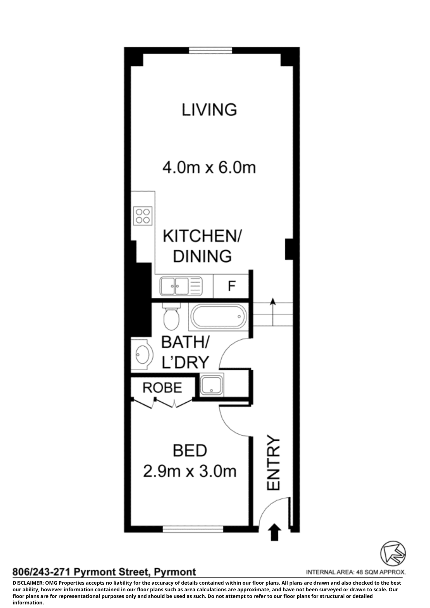 Floorplan of Homely apartment listing, 806/243 - 271 Pyrmont Street, Pyrmont NSW 2009