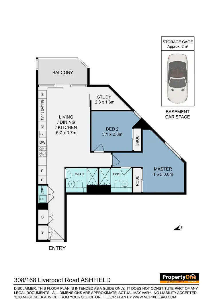 Floorplan of Homely apartment listing, 308/168 Liverpool Road, Ashfield NSW 2131