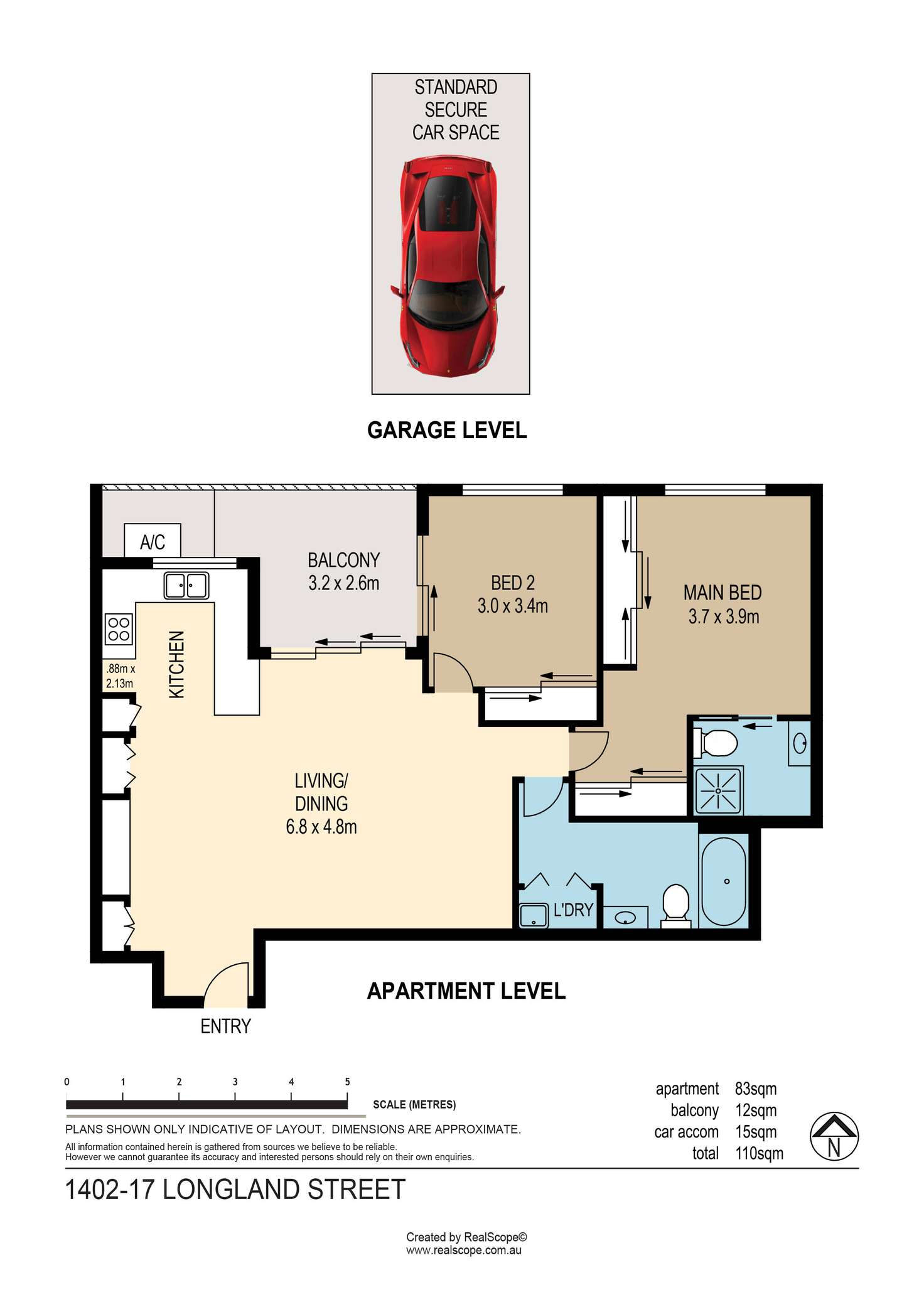 Floorplan of Homely apartment listing, 402/17 Longland Street, Newstead QLD 4006