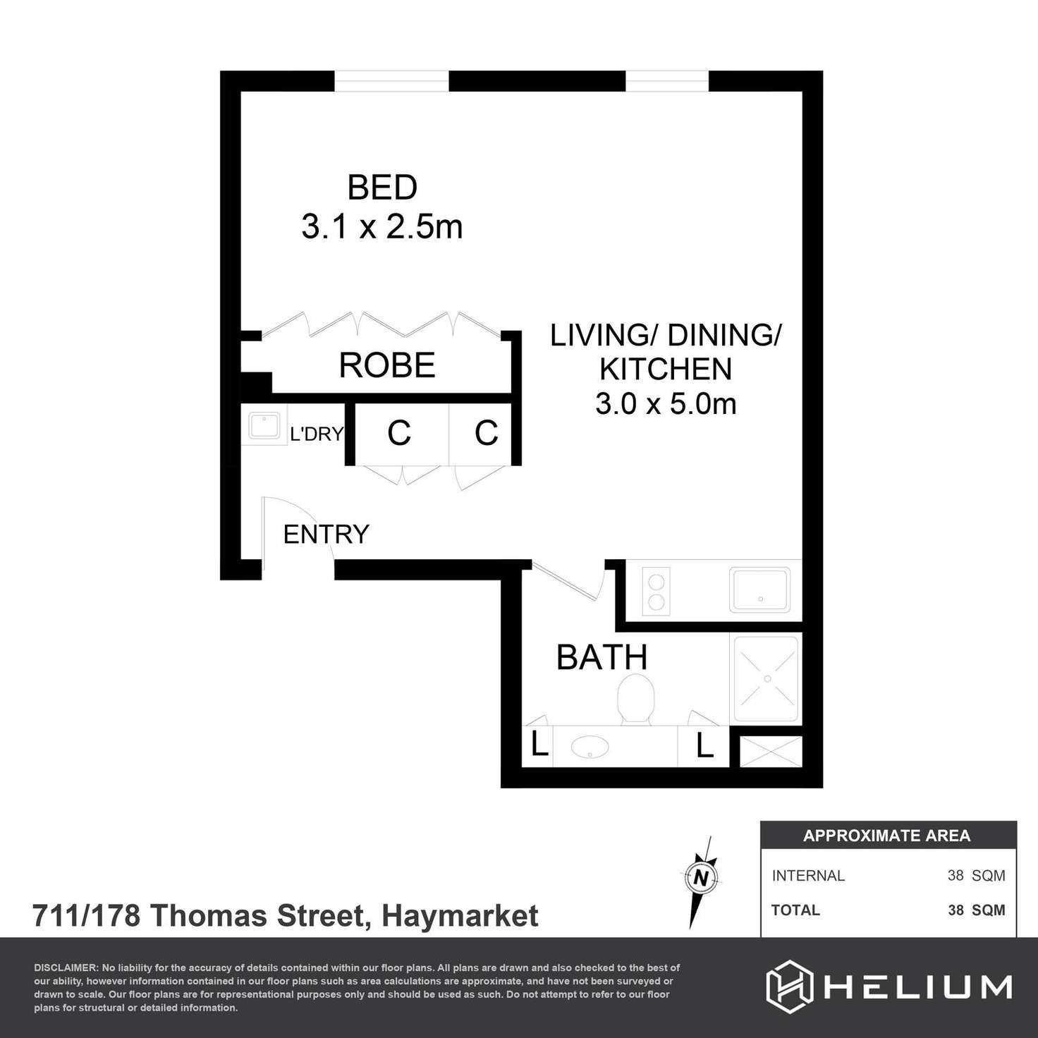 Floorplan of Homely apartment listing, 711/178 Thomas Street, Haymarket NSW 2000