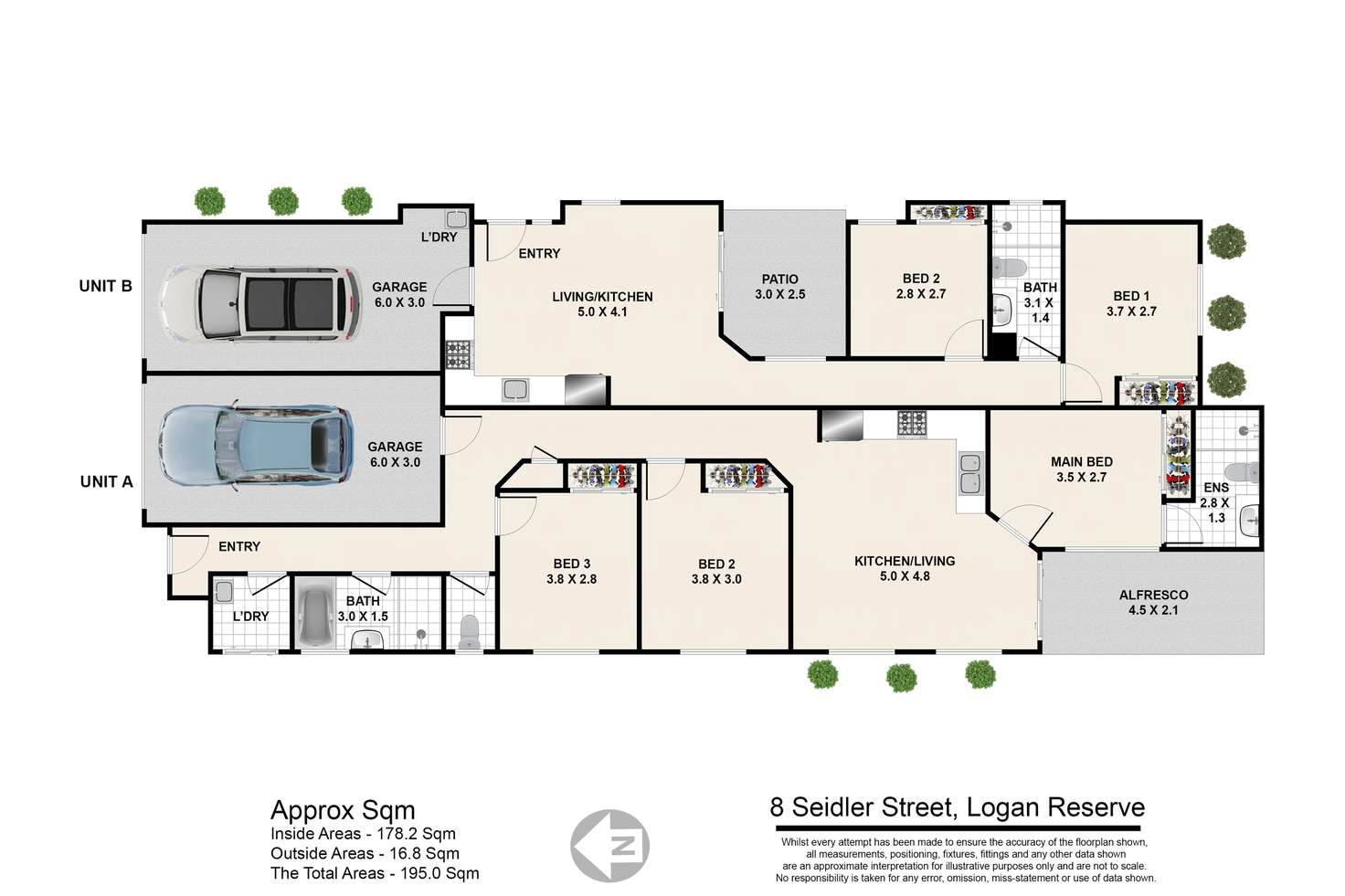 Floorplan of Homely semiDetached listing, 8 Seidler Street, Logan Reserve QLD 4133