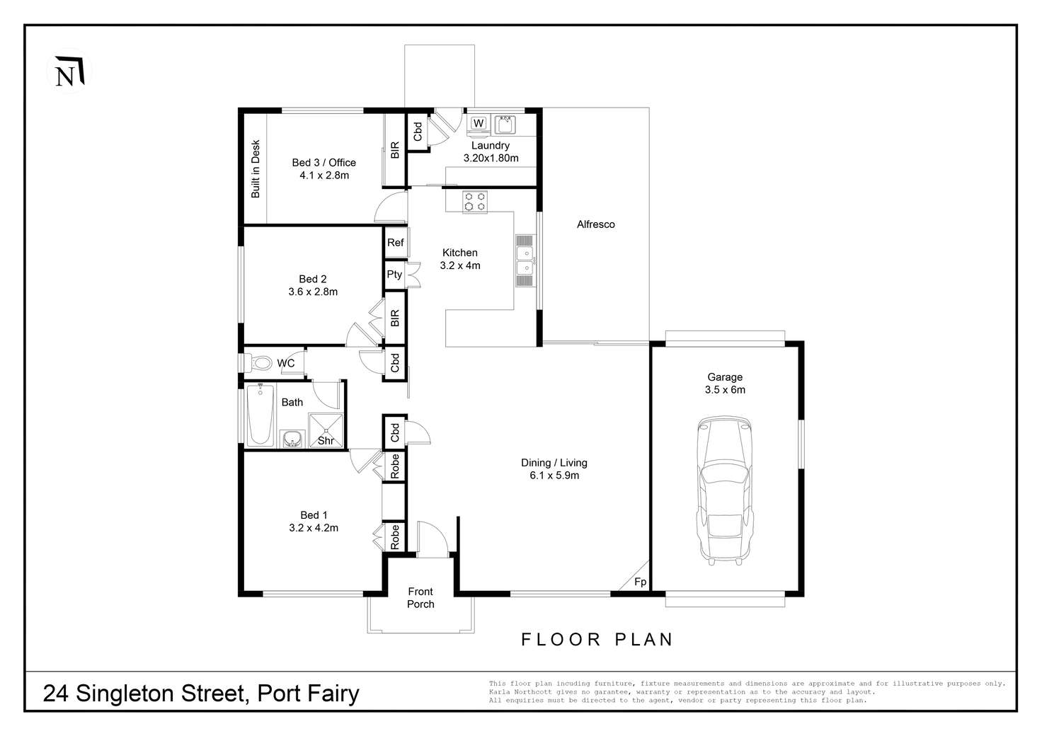 Floorplan of Homely house listing, 24 Singleton Street Port Fairy, Port Fairy VIC 3284