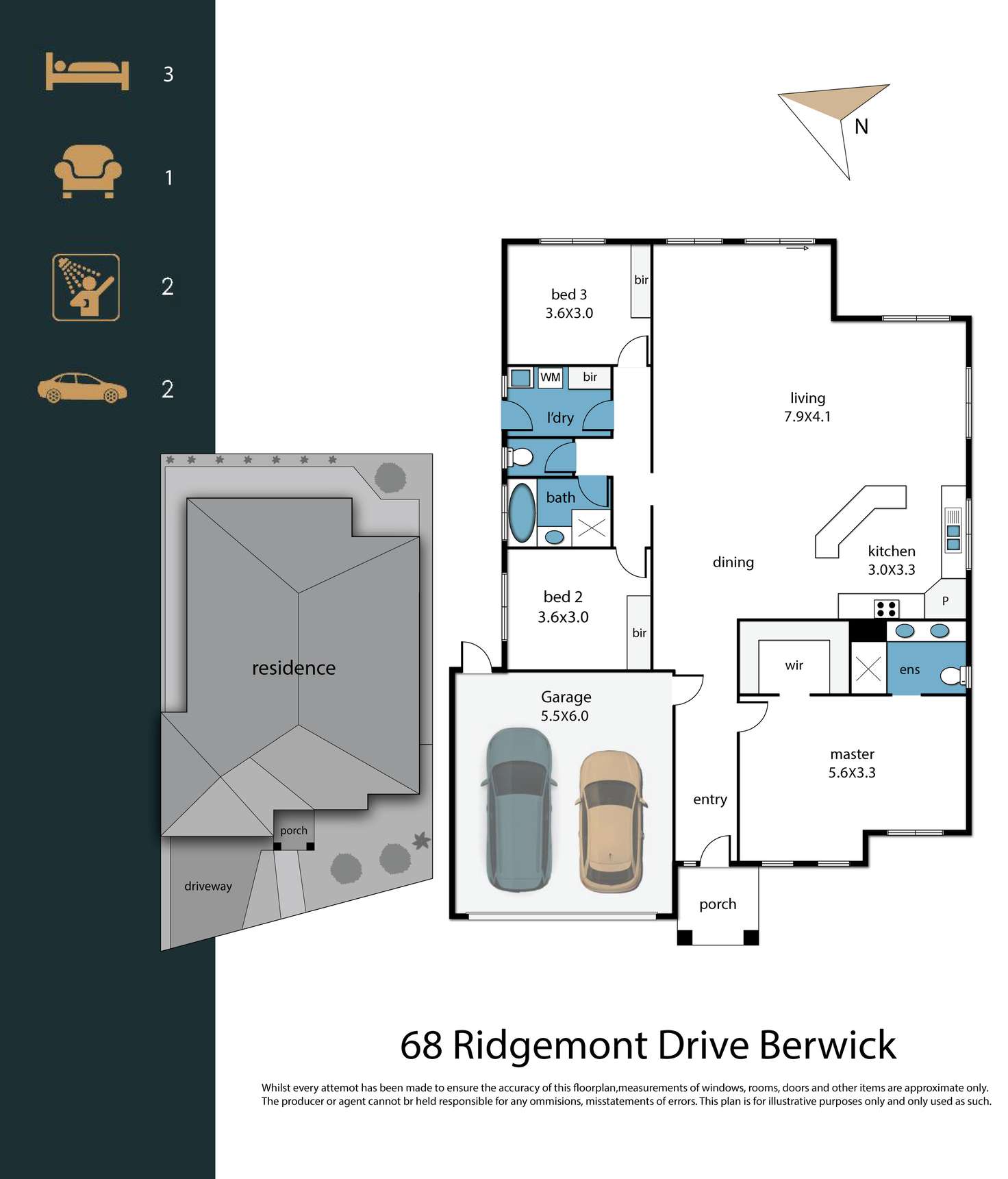 Floorplan of Homely house listing, 68 Ridgemont Drive, Berwick VIC 3806