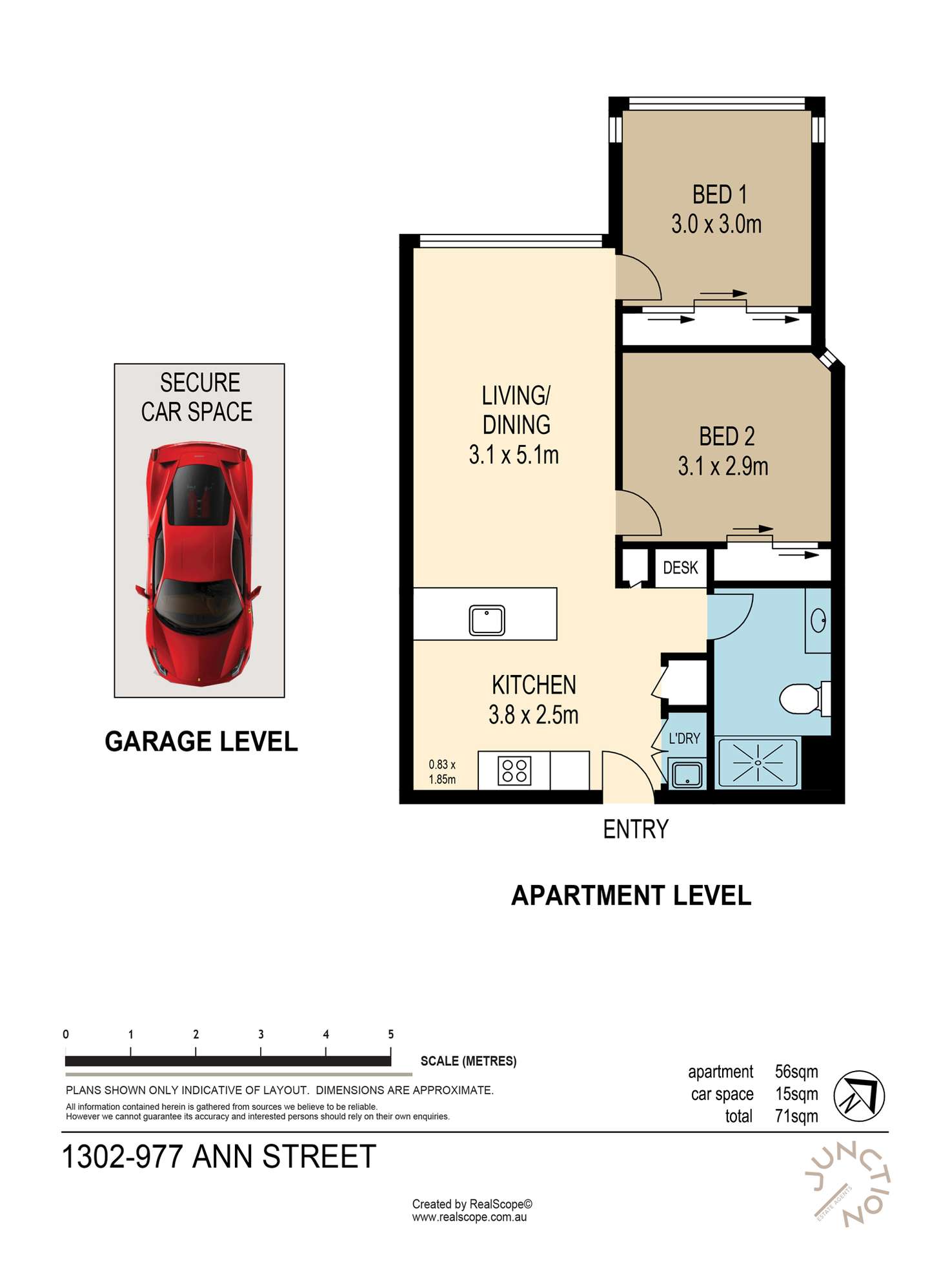Floorplan of Homely unit listing, 1302/977 Ann Street, Fortitude Valley QLD 4006