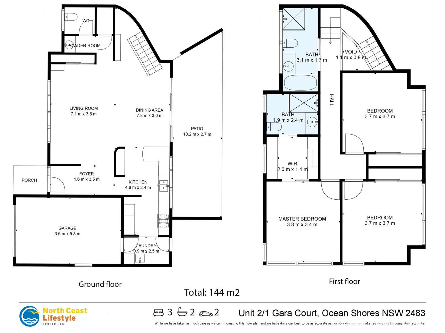 Floorplan of Homely townhouse listing, 2/1 Gara Court, Ocean Shores NSW 2483