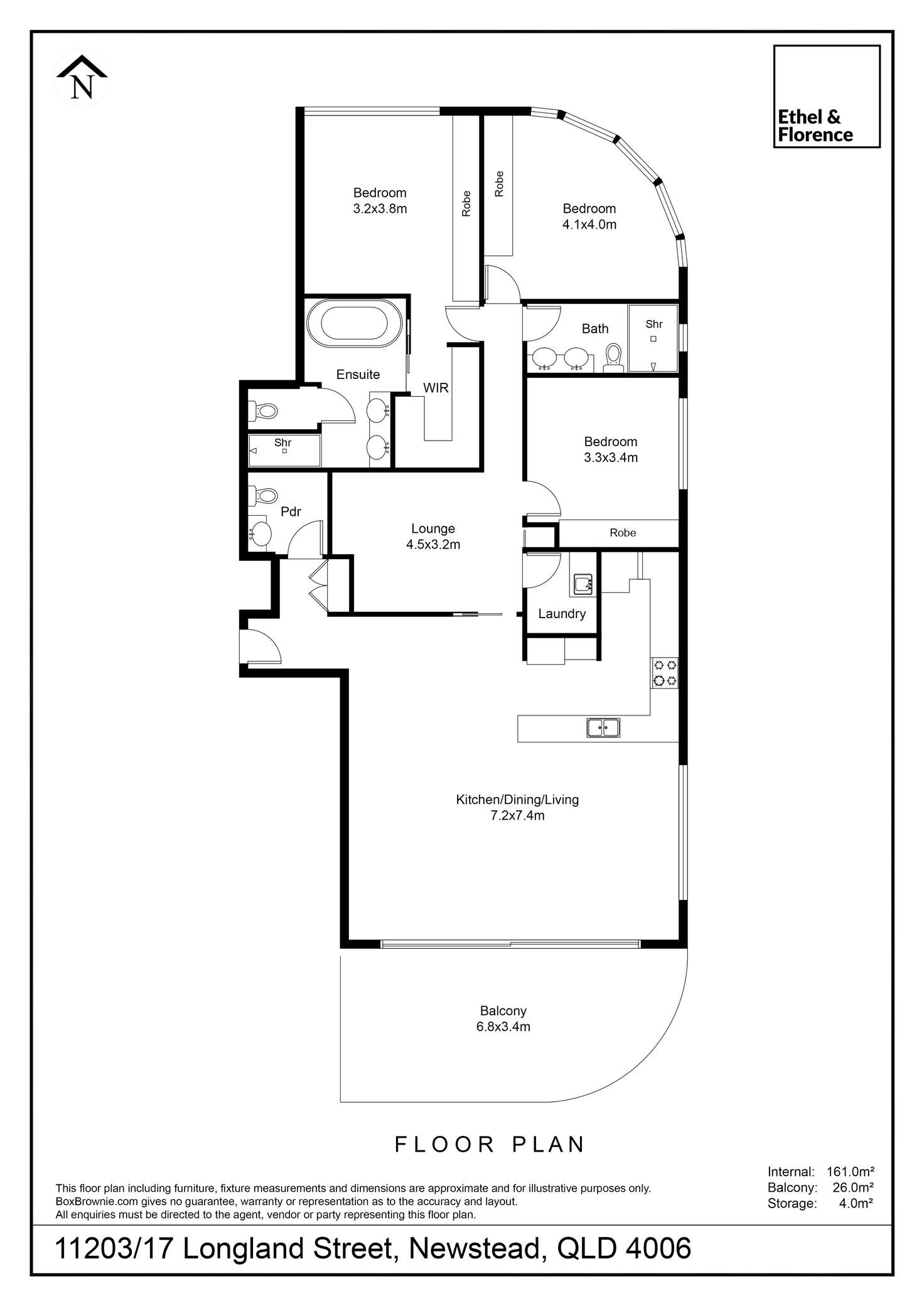 Floorplan of Homely apartment listing, 11203/17 Longland Street, Newstead QLD 4006