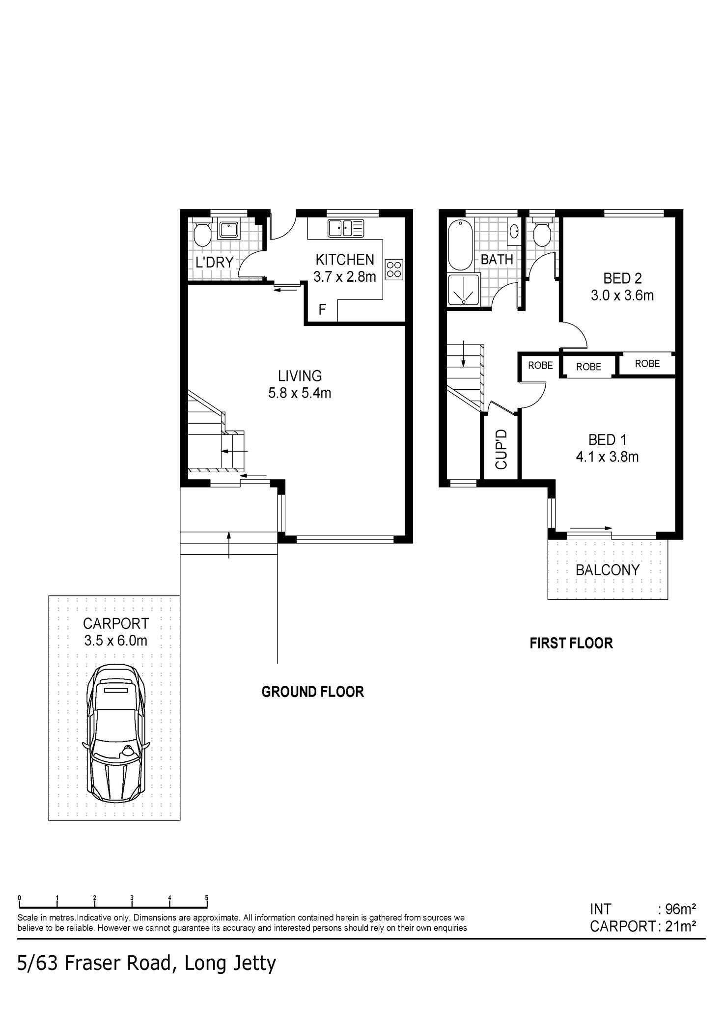 Floorplan of Homely townhouse listing, 5/63 Fraser Road, Long Jetty NSW 2261
