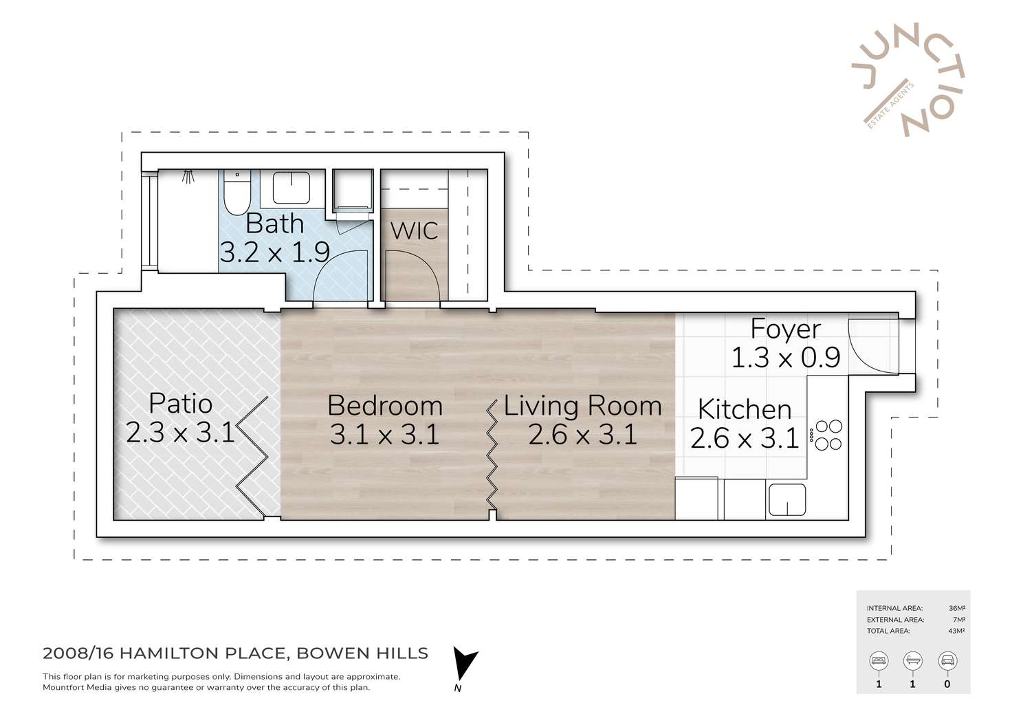 Floorplan of Homely unit listing, 2008/16 Hamilton Place, Bowen Hills QLD 4006