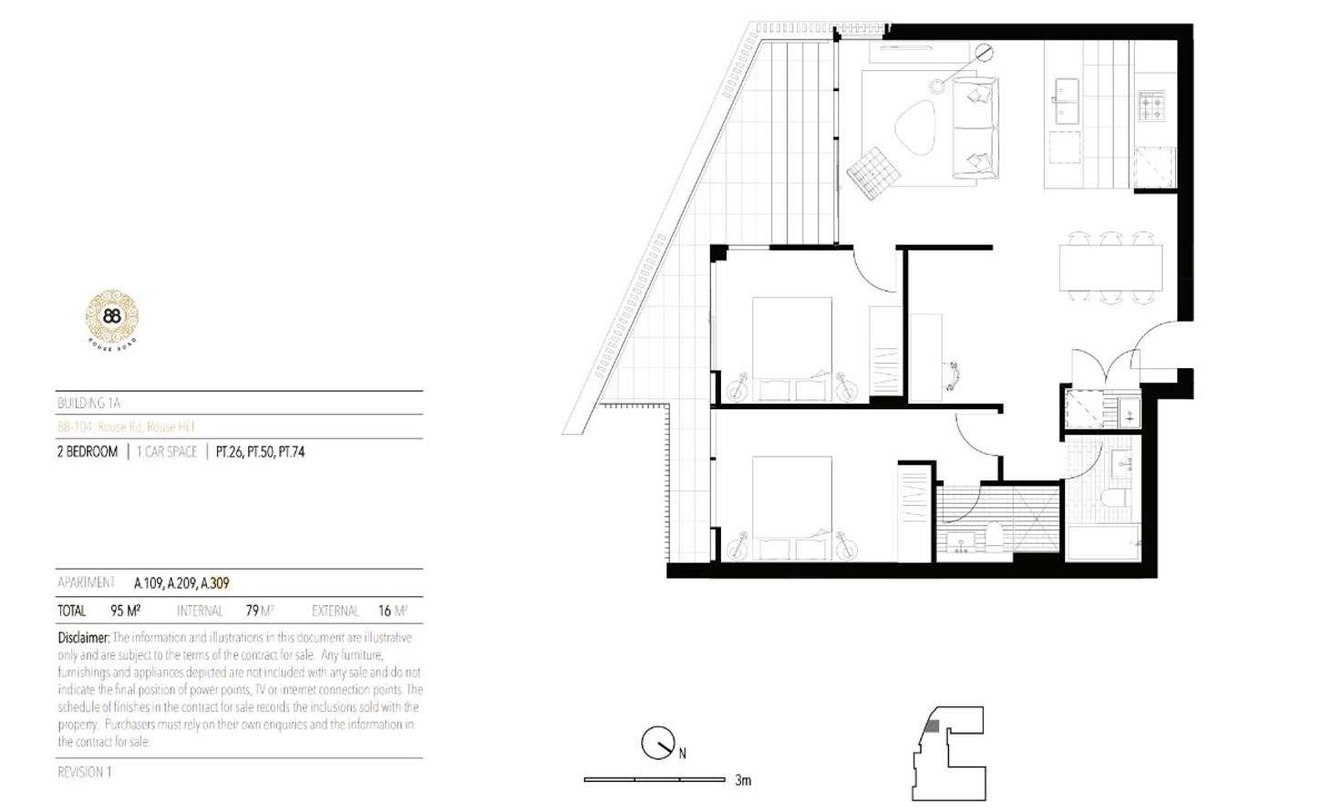 Floorplan of Homely unit listing, 308/76 Cudgegong Road, Rouse Hill NSW 2155