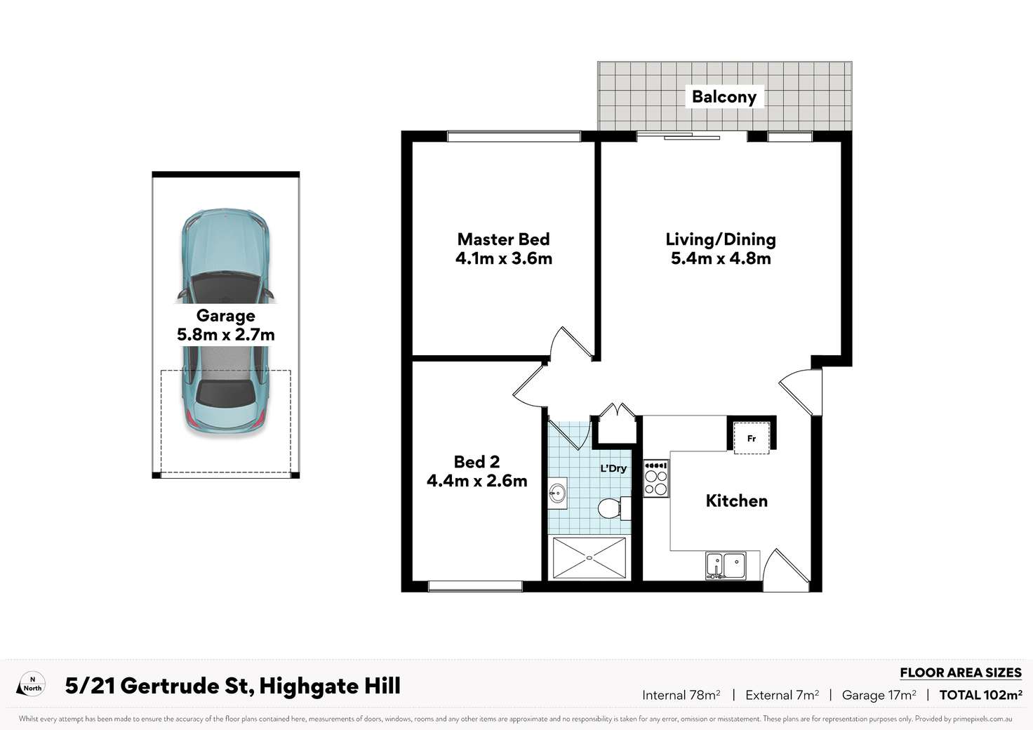 Floorplan of Homely unit listing, 5/21 Gertrude Street, Highgate Hill QLD 4101