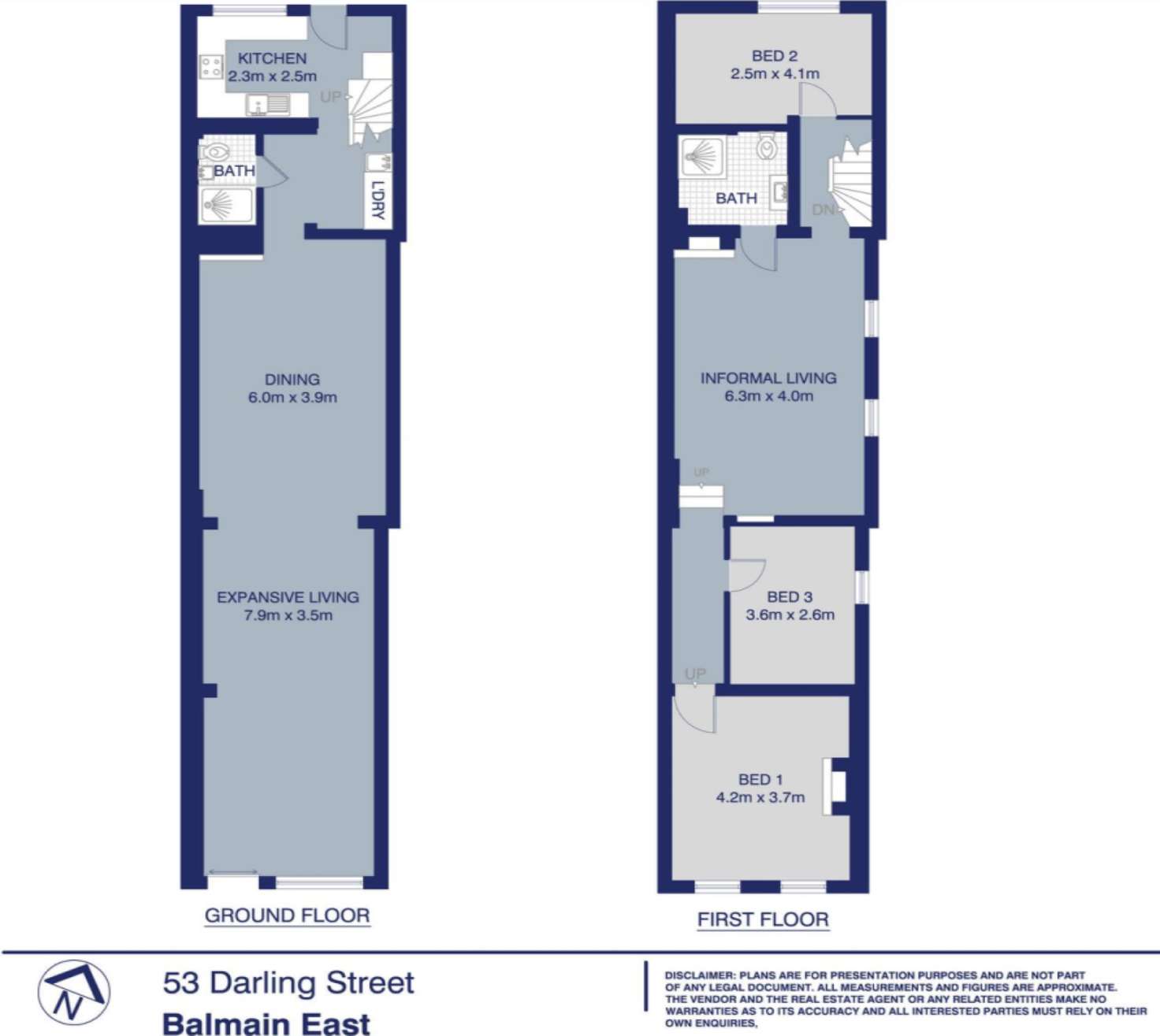 Floorplan of Homely terrace listing, 53 Darling Street, Balmain East NSW 2041
